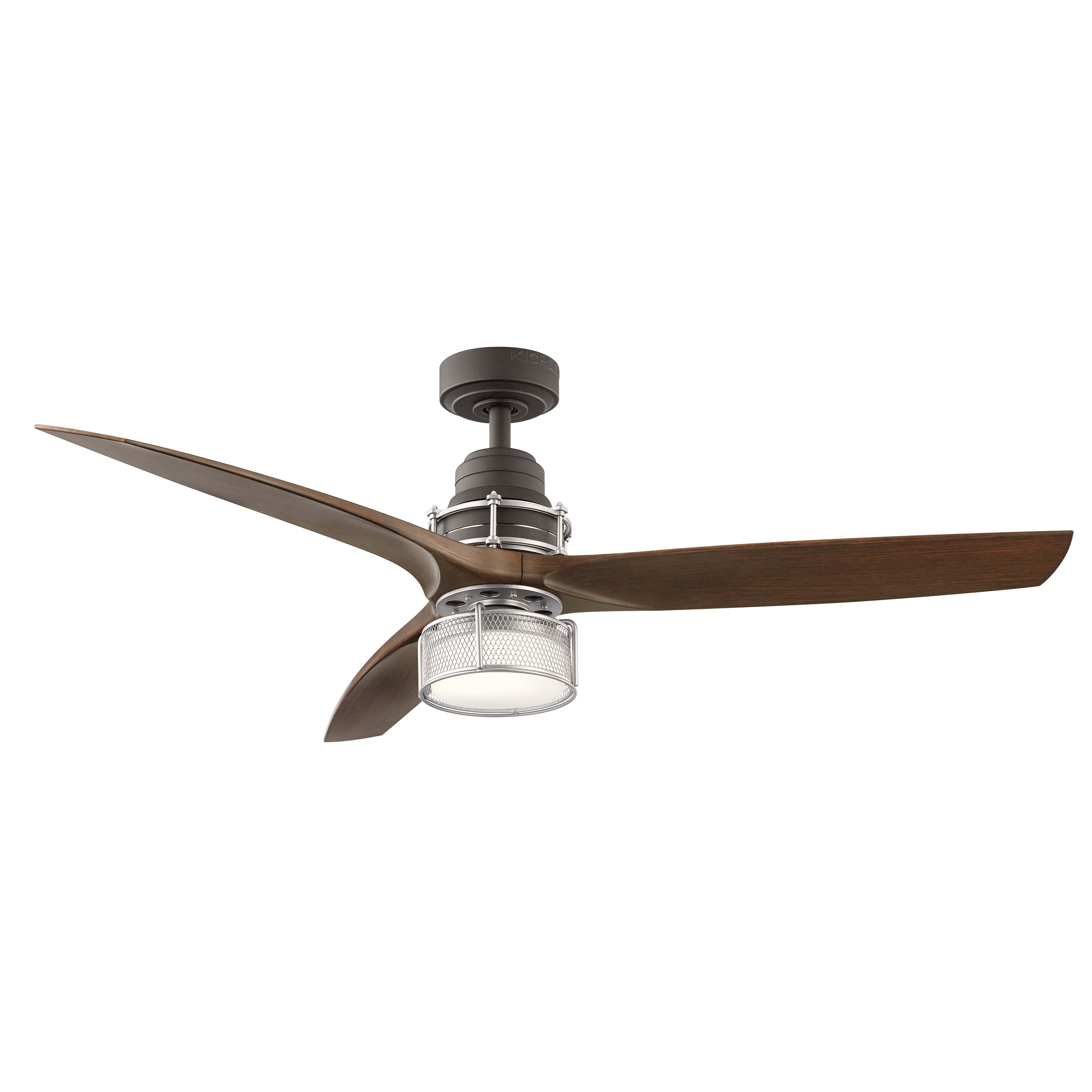 Kichler 35157B 54-in Satin Natural Bronze with Brushed Nickel Accents Integrated LED Indoor Ceiling Fan with Light and Remote (3-Blade)