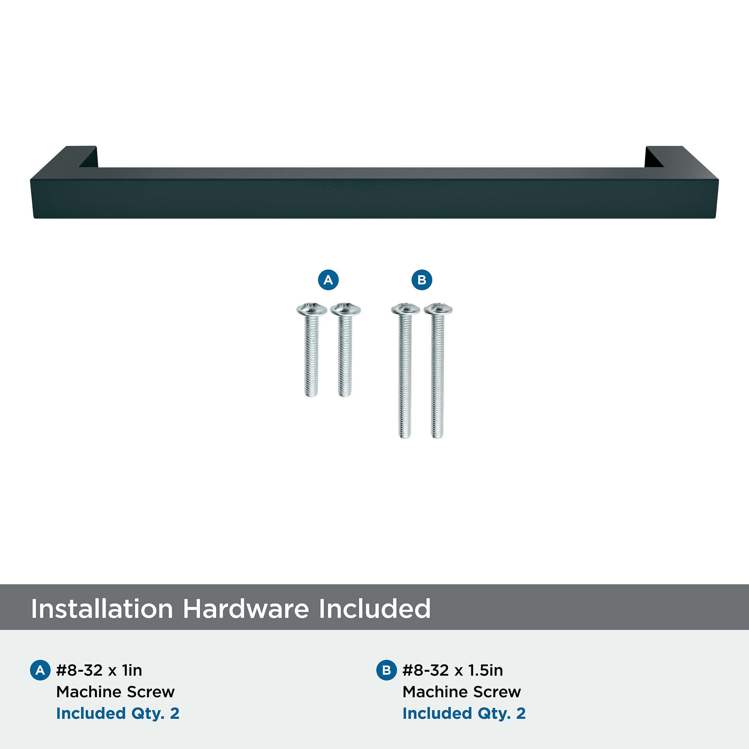 Matte Black Aluminum Modern Cabinet Bar Pull with Mounting Hardware