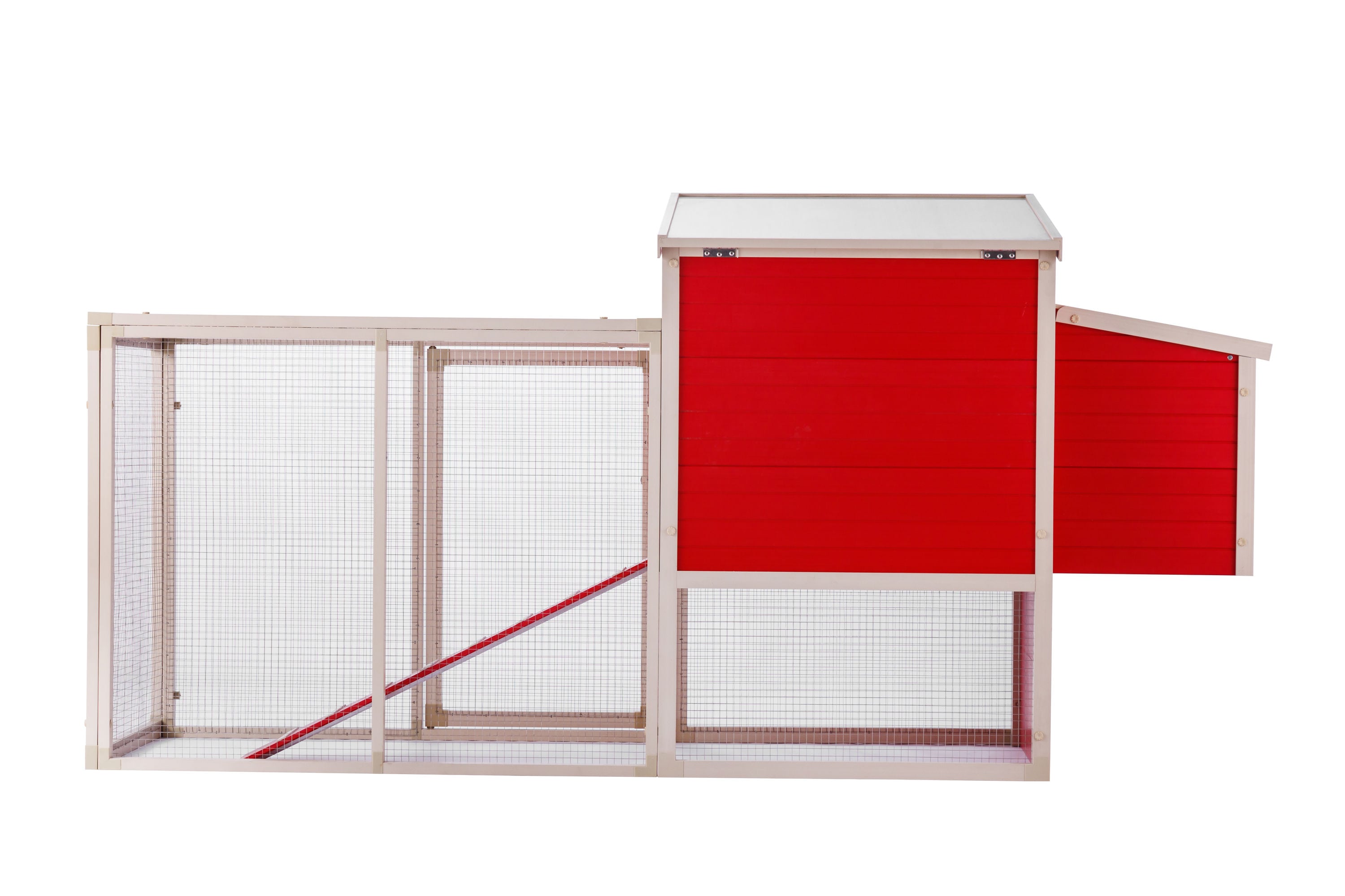Red and Beige ECOFLEX Dual-Level Chicken Coop with Stainless Steel Mesh