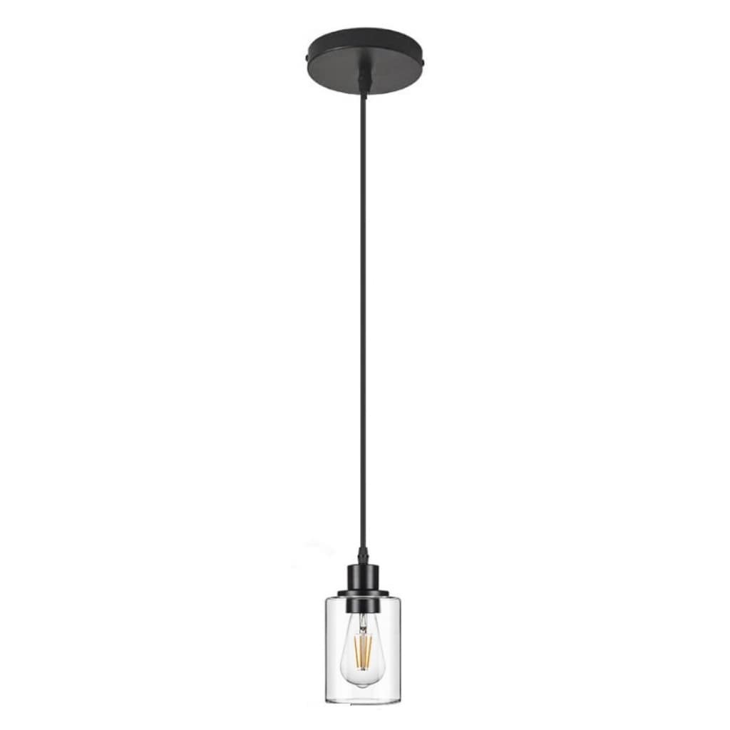 YANSUN LA-CX22201ABL-1A 1 -Light Black Modern/contemporary Clear glass Cylinder Mini Hanging Pendant light