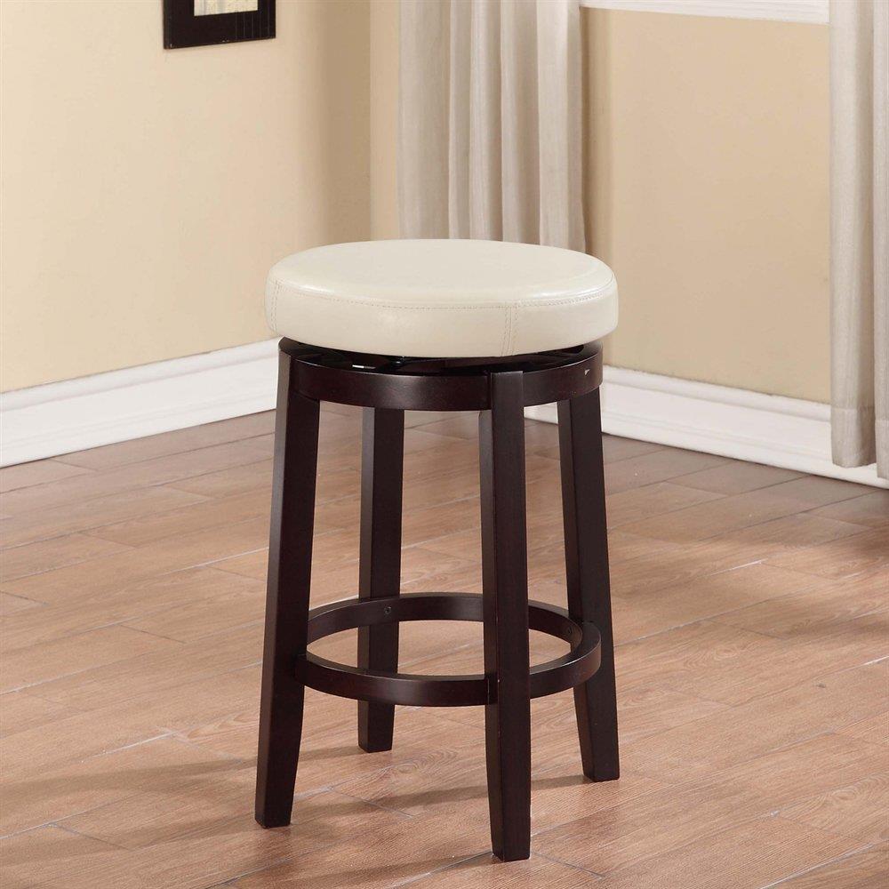 Linon Brown 24-in H Counter height Upholstered Swivel Bar Stool in the ...