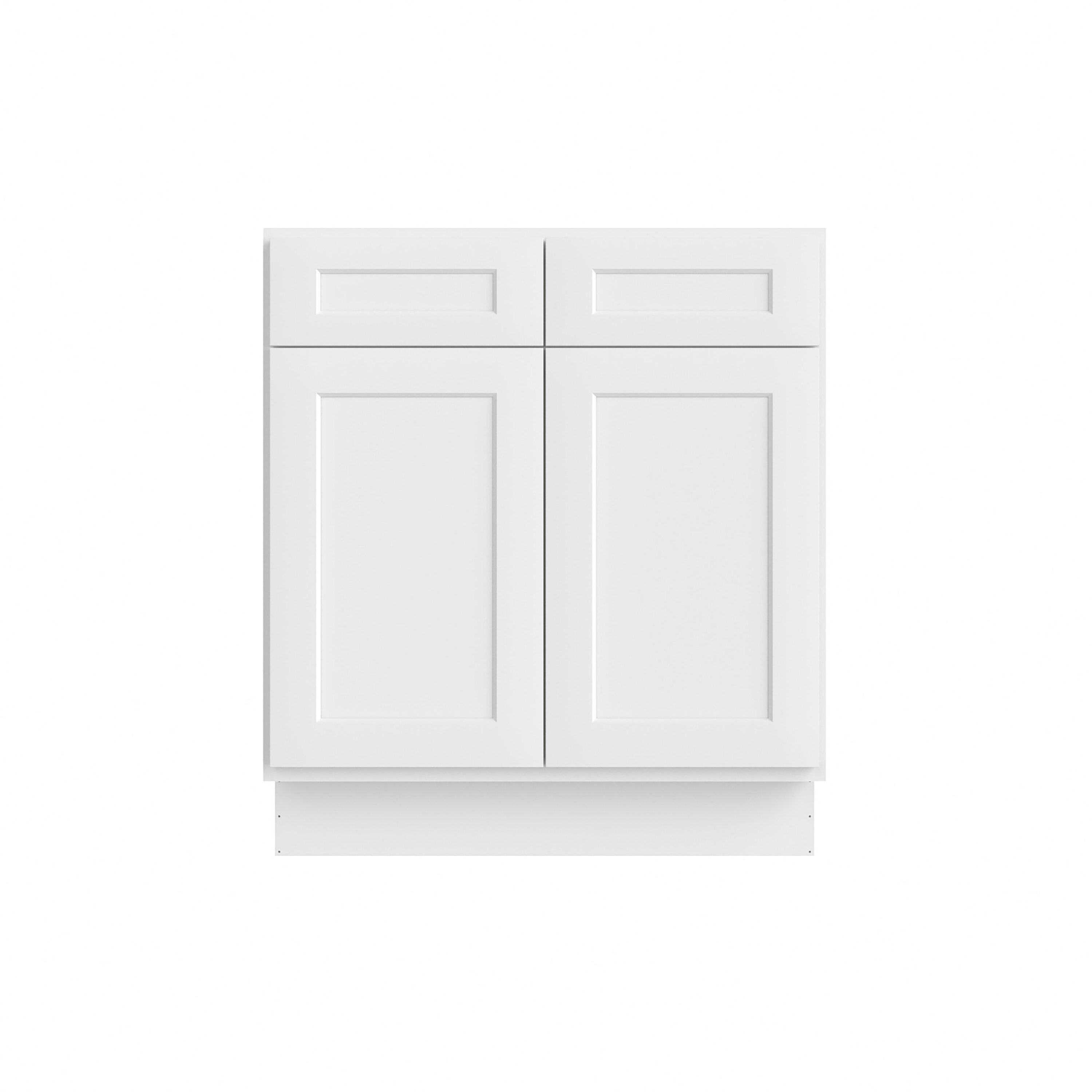 Roomylife BDLS-RWVS30 Easy-DIY 30 in. W x 21 in. D x 34.5 in. H Ready to Assemble Bath Vanity Cabinet without Top in Shaker White