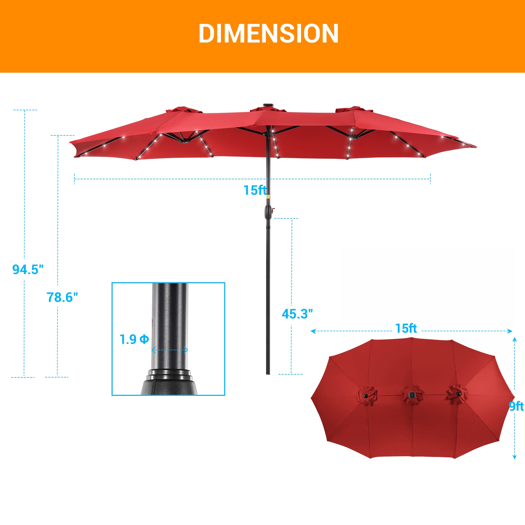 Sonkuki SD-LED159RD-BASE Umbrellas-2 - View #2