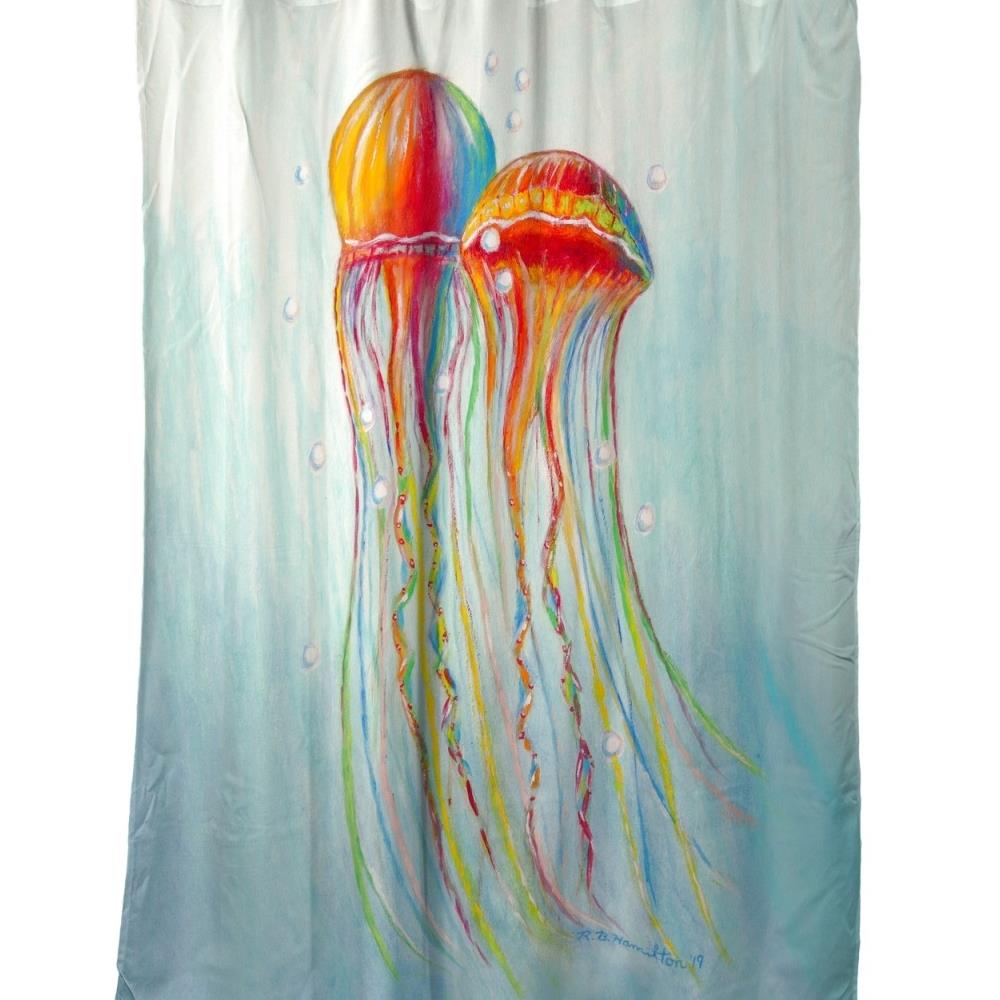 Betsy Drake Interiors BTDR7724 Colorful Jellyfish Shower Curtain
