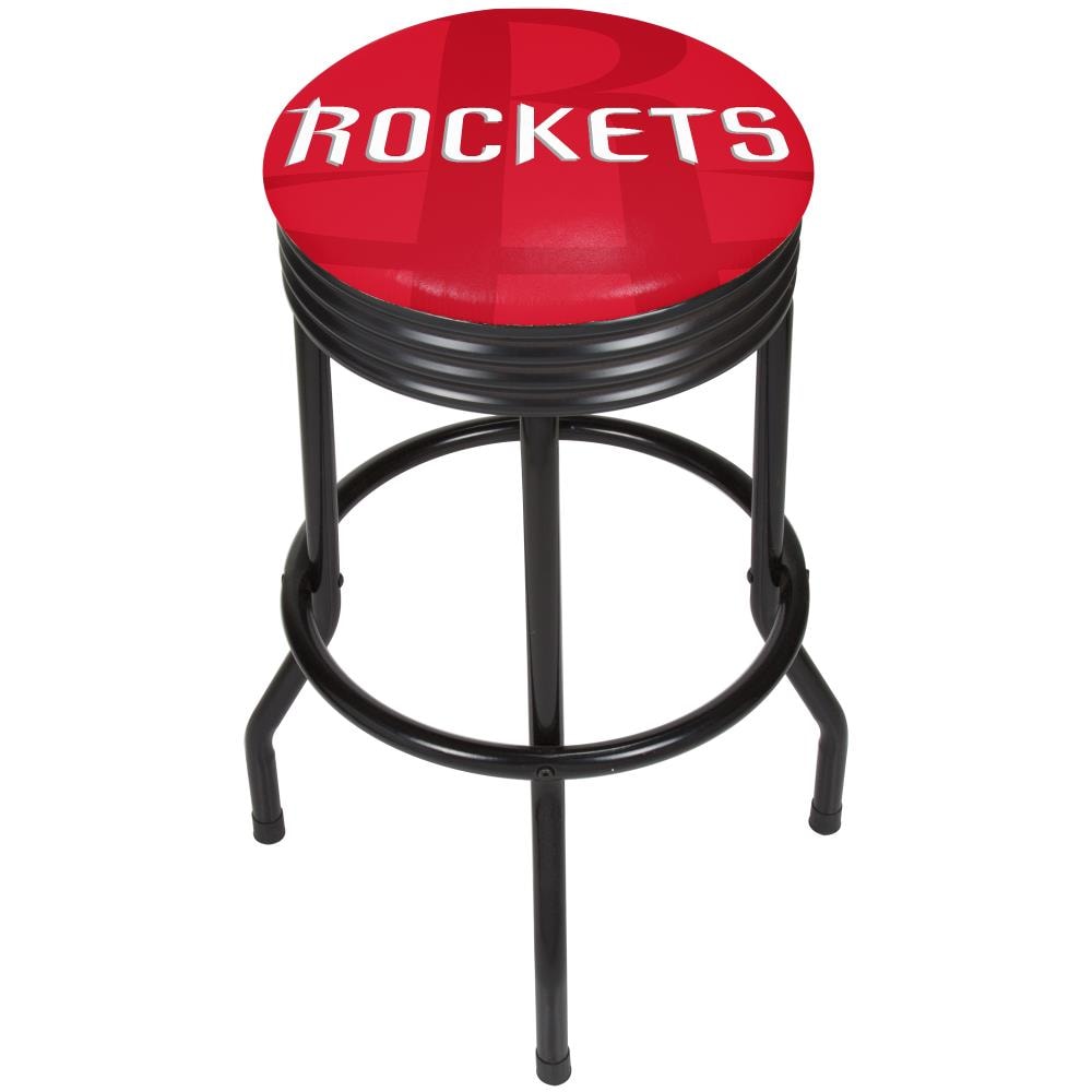 Trademark Gameroom NBA1006-HR2 Houston Rockets Bar Stools Chrome Bar height Swivel Metal Backless Bar Stool