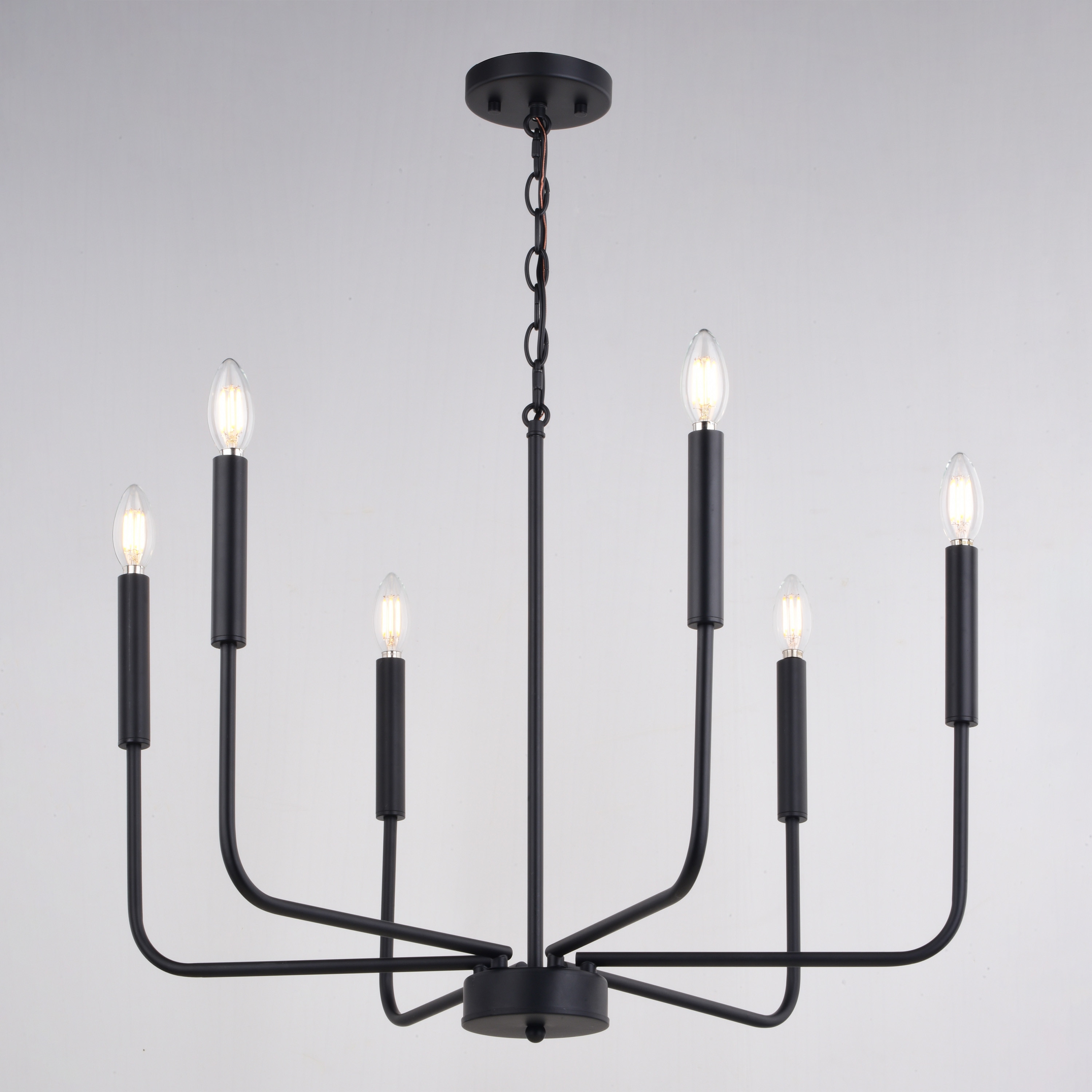 Belden 26" Black Metal 6-Light Candelabra Chandelier
