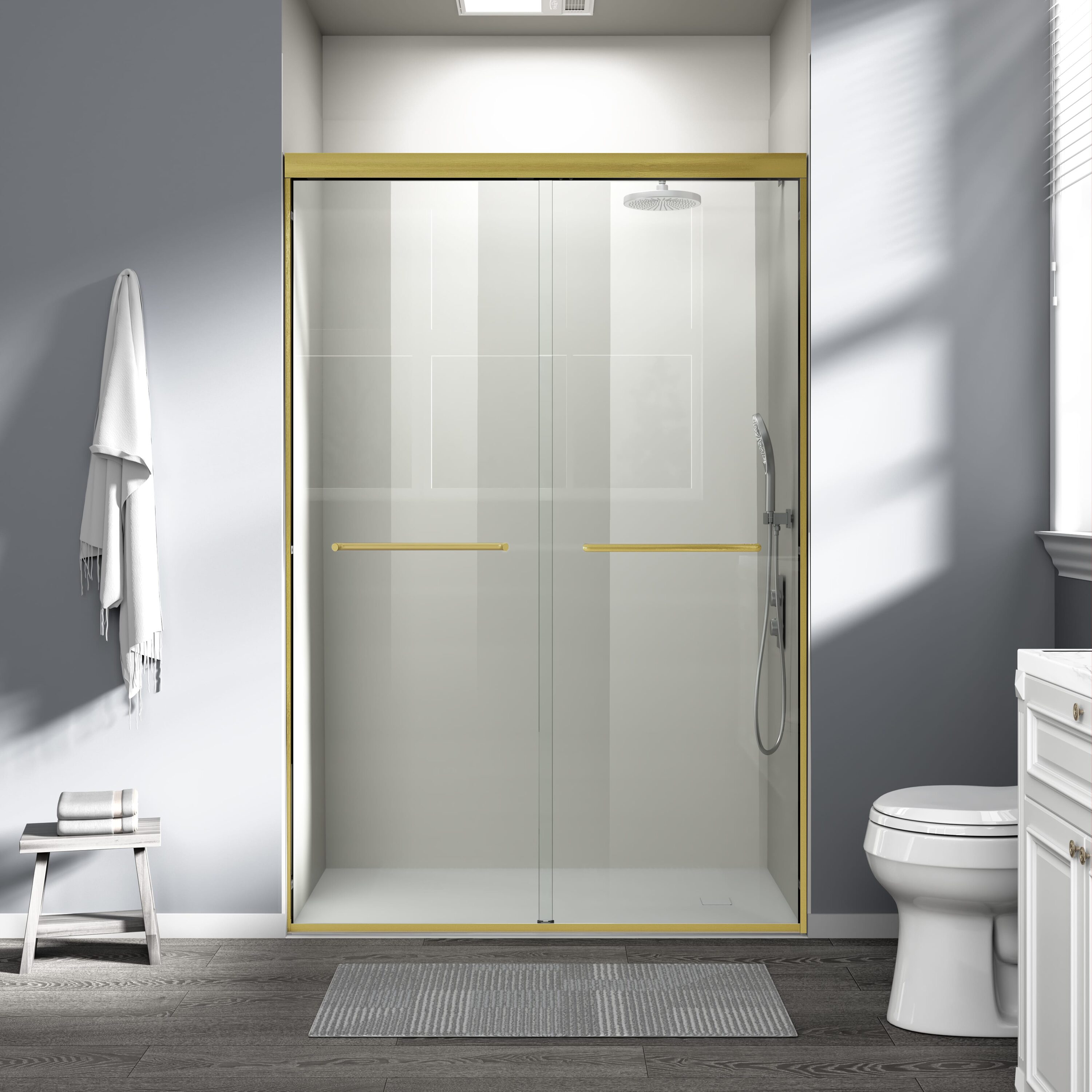 Abruzzo - 44 in. - 48 in. W x 72 in. H Double Sliding Framed Bathroom Shower Door with 1/4 in. Te...
