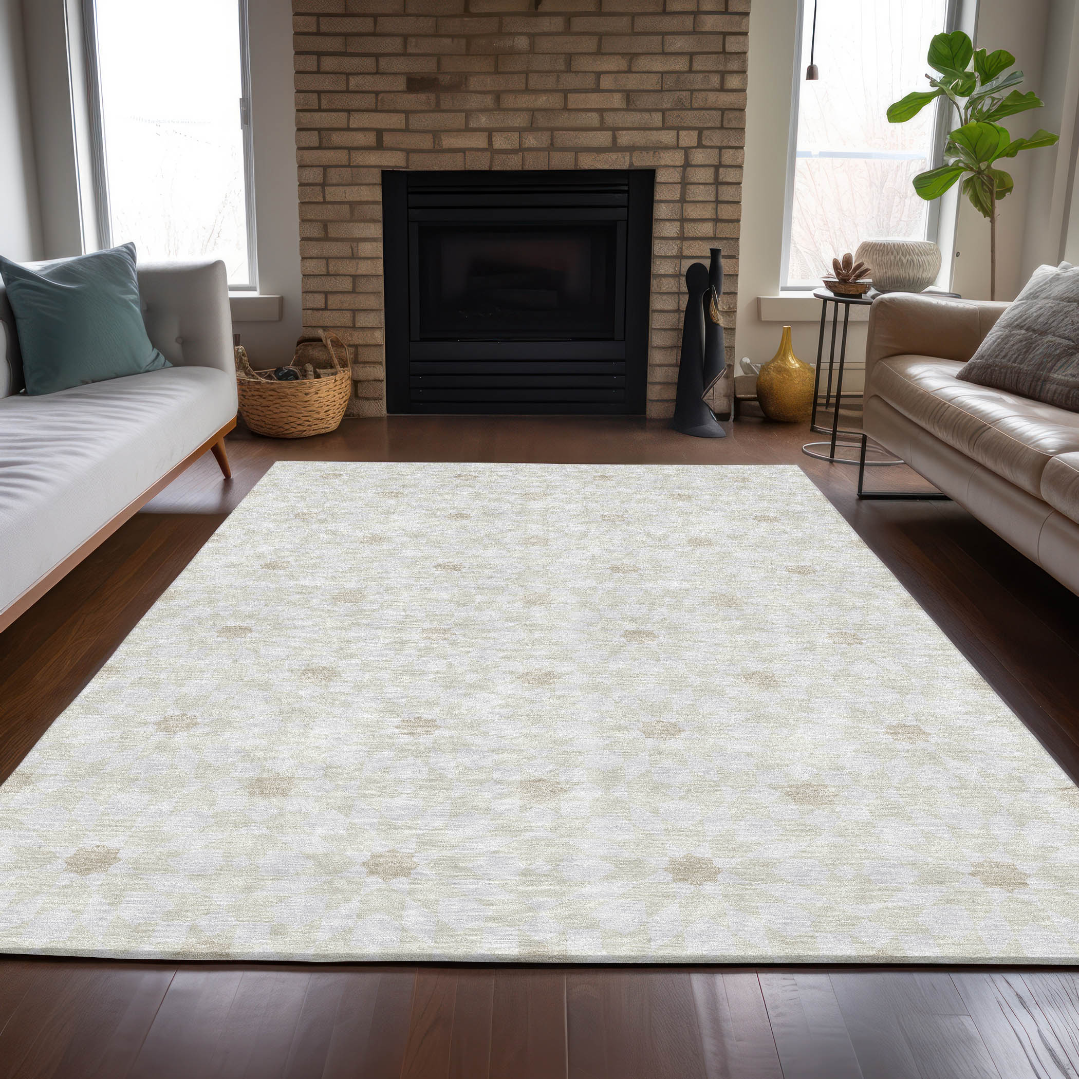 Addison Rugs ACN734IV5X8 Chantille ACN734IV 5 x 7 (ft) Polyester Ivory Rectangular Indoor/Outdoor Geometric Machine washable Area rug