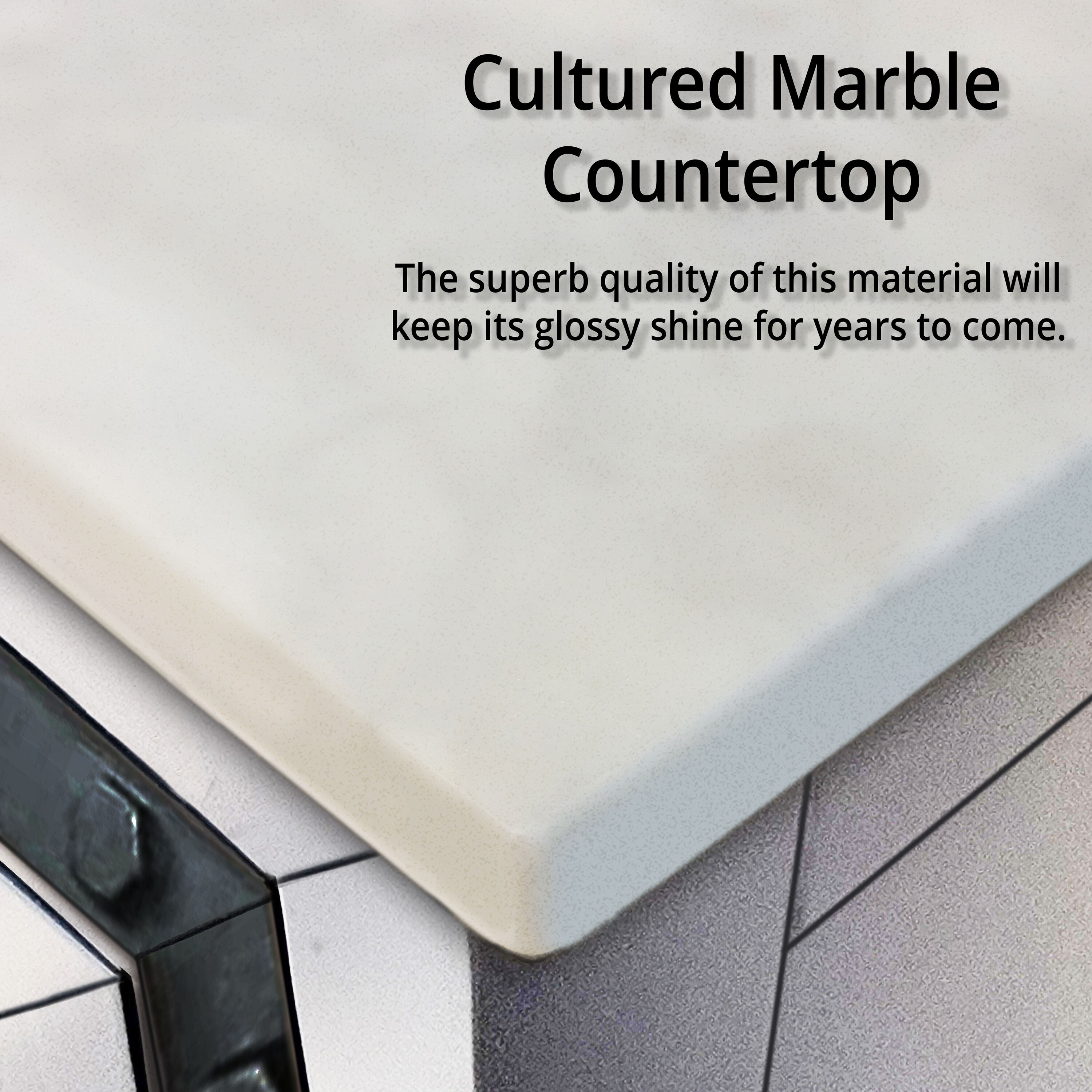 Ziva 48" White Cultured Marble Top Vanity with Mirror