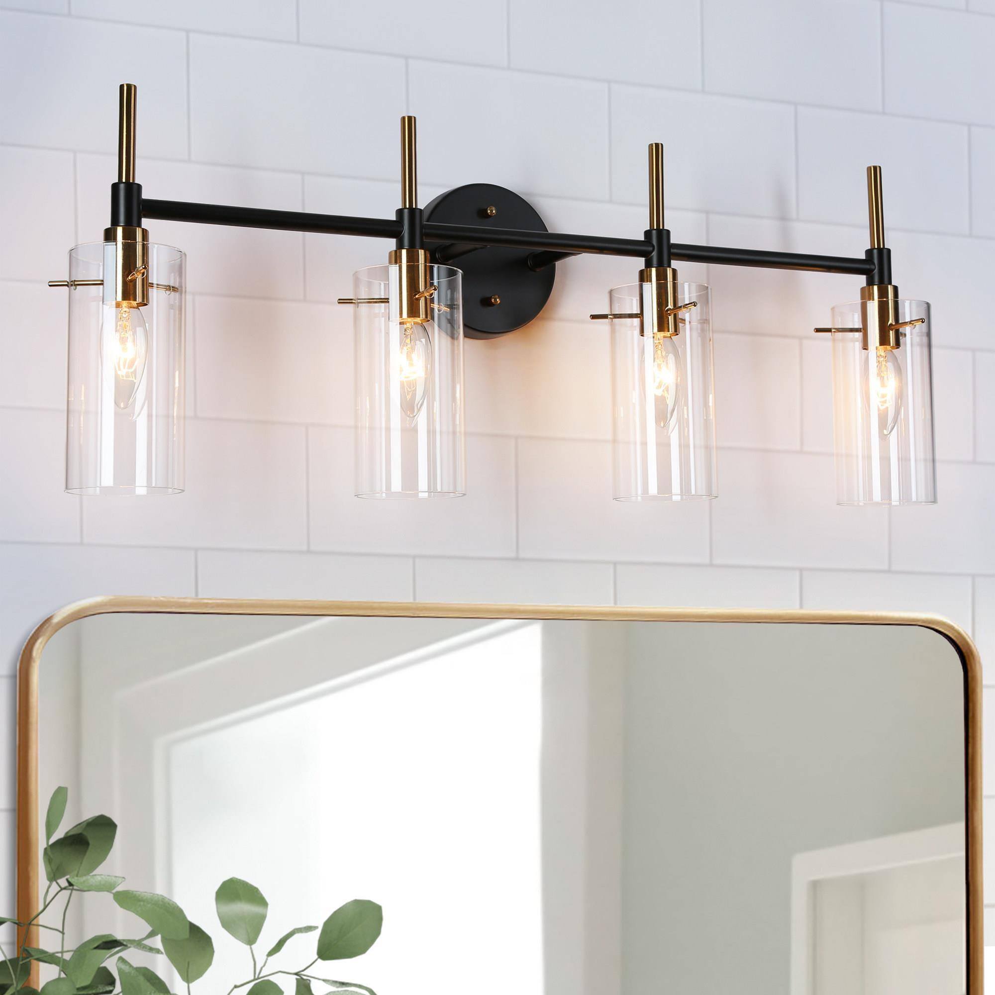 ZEVNI L3JZ3IFVW4682SD7 Gerda 27.5-in 4 -Light Satin Black Modern/contemporary Vanity light