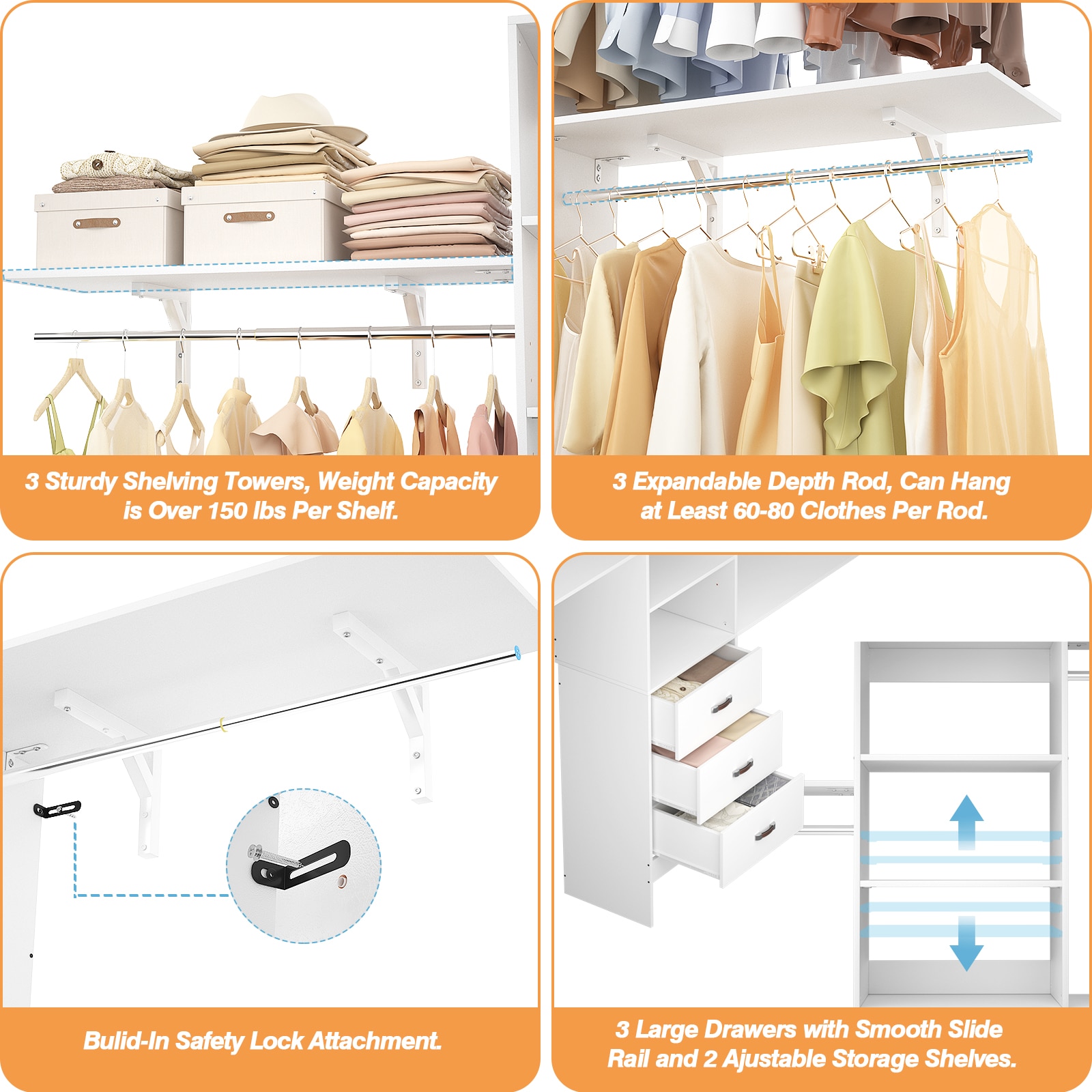 Aheaplus YGJCBJZ-W Wood-Closet-Kits - View #6