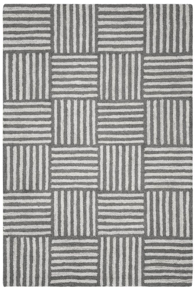 Safavieh ABT602A-4 Abstract Cross 4 x 6 (ft) Tufted Synthetic Ivory/Dark Gray Rectangular Indoor Stripe Area rug