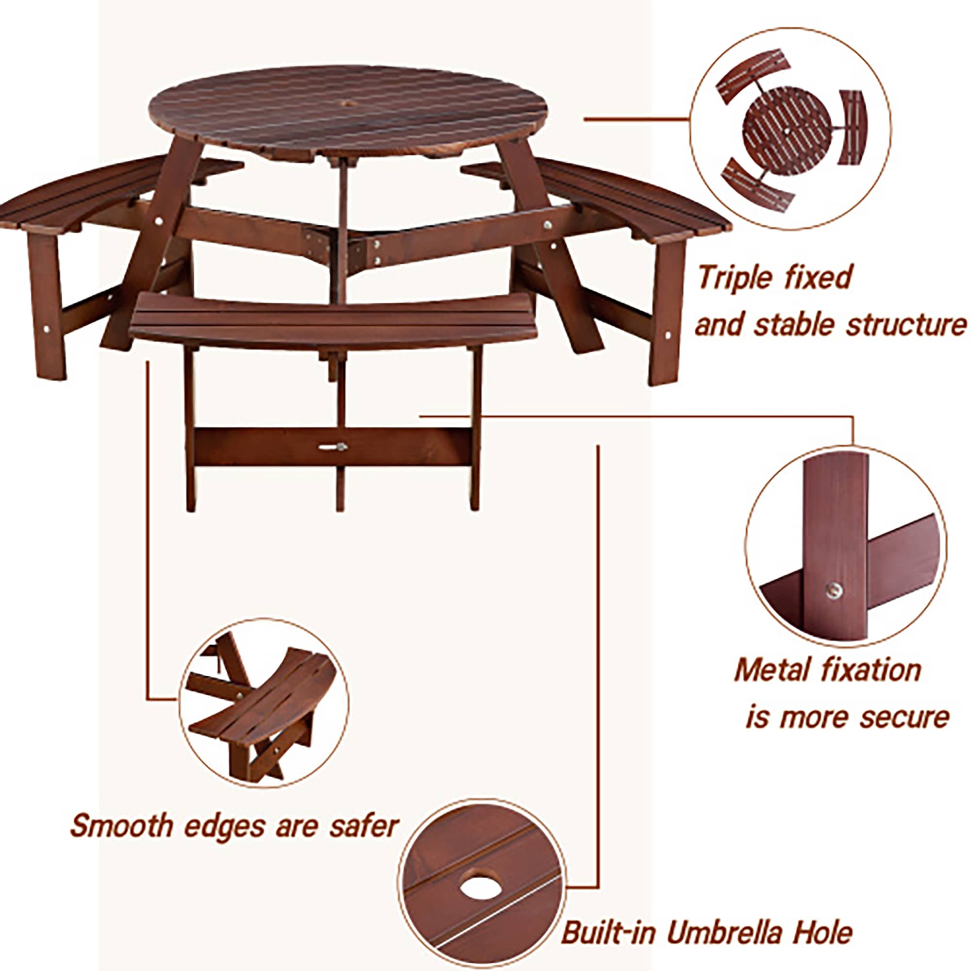 CASAINC WF-SM-H-NY Picnic-Tables - View #7
