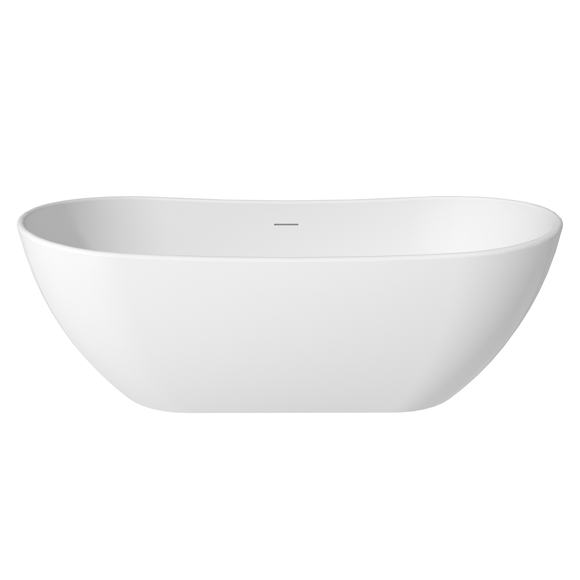 CASAINC CA06005S71MW 32.28-in x 71.45-in Matte White Solid Surface Oval Freestanding Soaking Bathtub with Drain ( Center Drain )