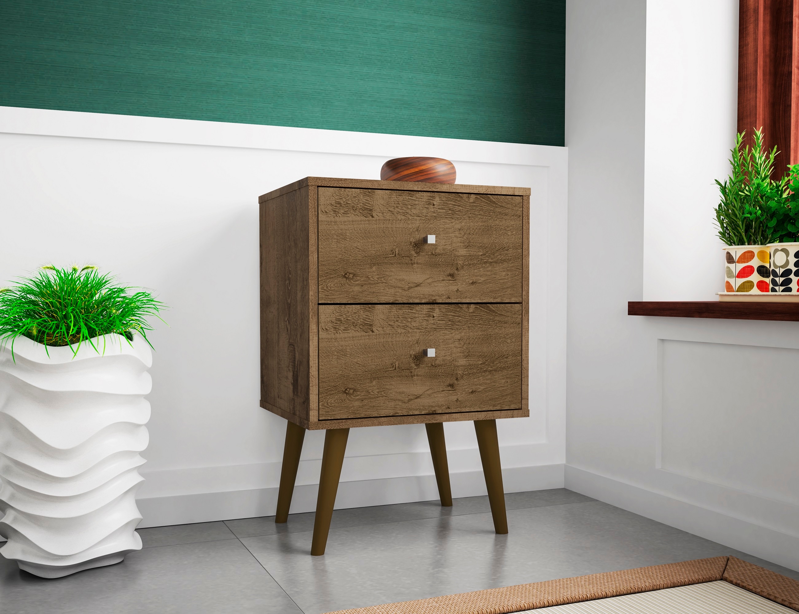Manhattan Comfort 204AMC9 Liberty Rustic Brown Nightstand