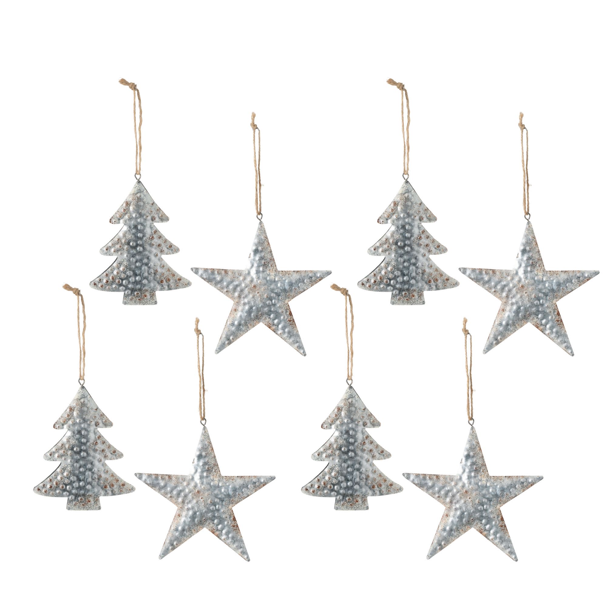 Sullivans OR10783KIT 8 -Pack Silver Star Standard Indoor Ornament set Shatterproof