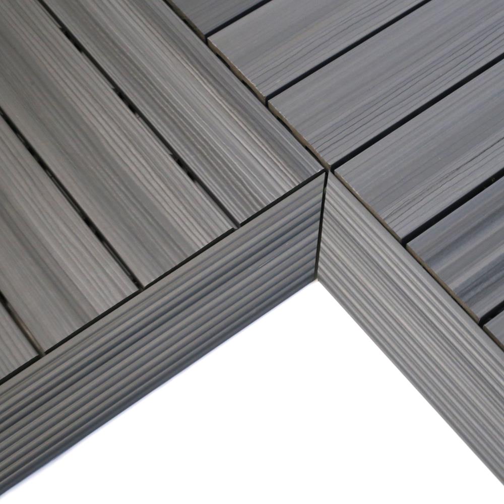 NewTechWood 2-in x 12-in 2-Pack Westminster Gray Prefinished Composite Deck Tile (0.5-sq ft)