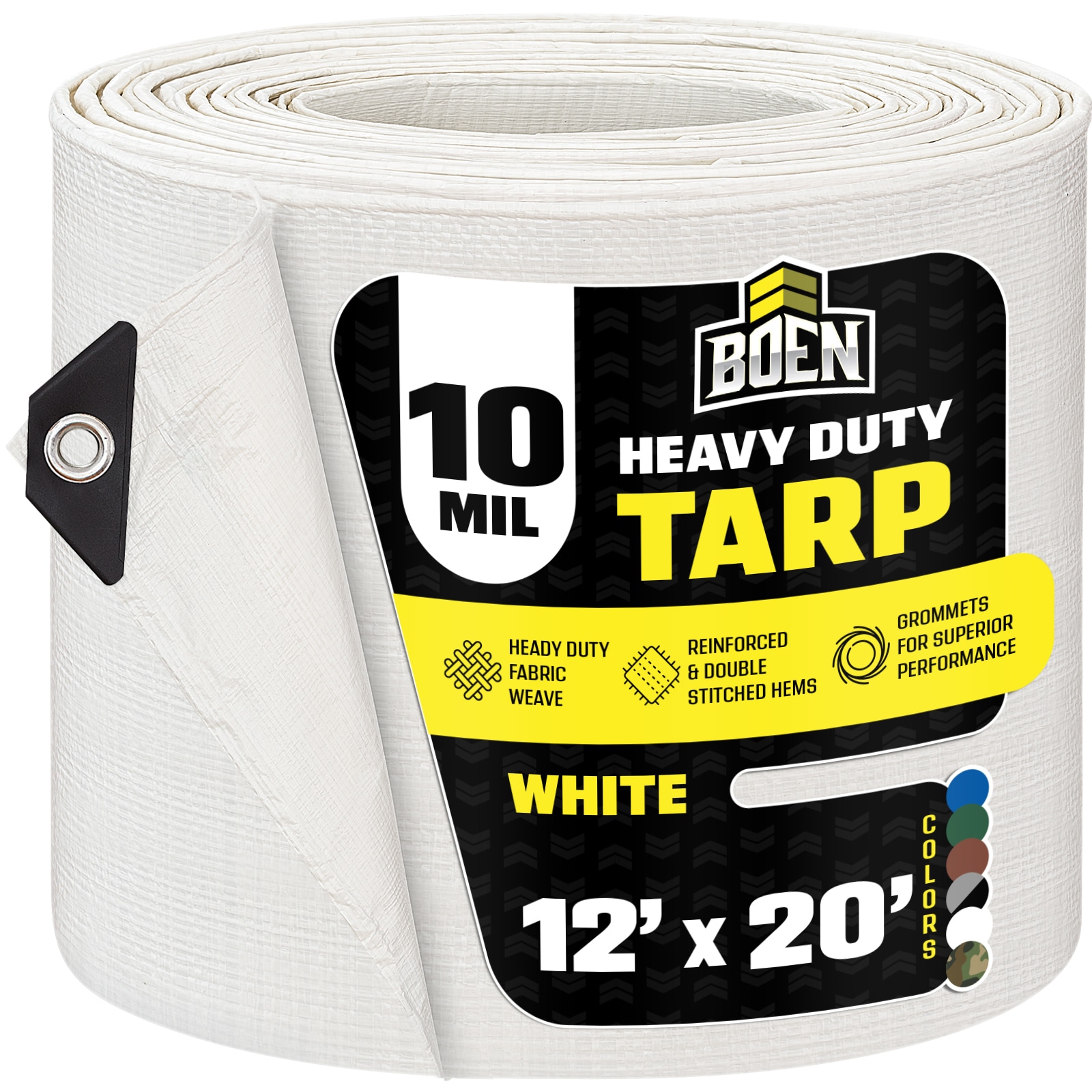 BOEN 12-ft x 20-ft White Waterproof Commercial Polyethylene 10-mil Tarp #WT-1220