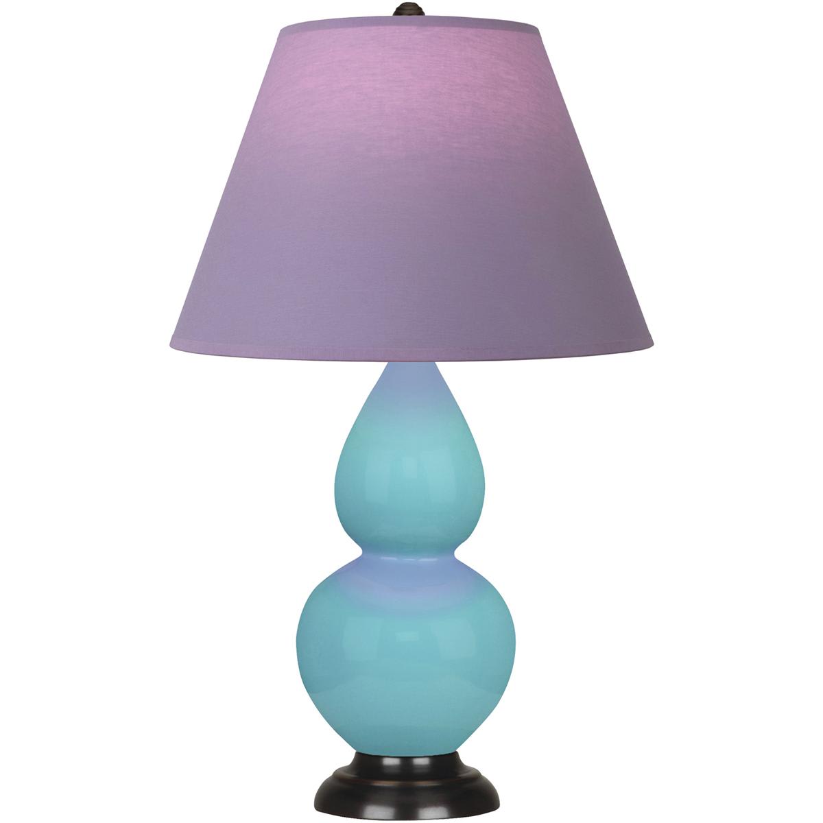 Robert Abbey Lighting Robert Abbey EB11L Small Double Gourd Table Lamp Egg Blue Glazed Ceramic with Deep Patina Bronze
