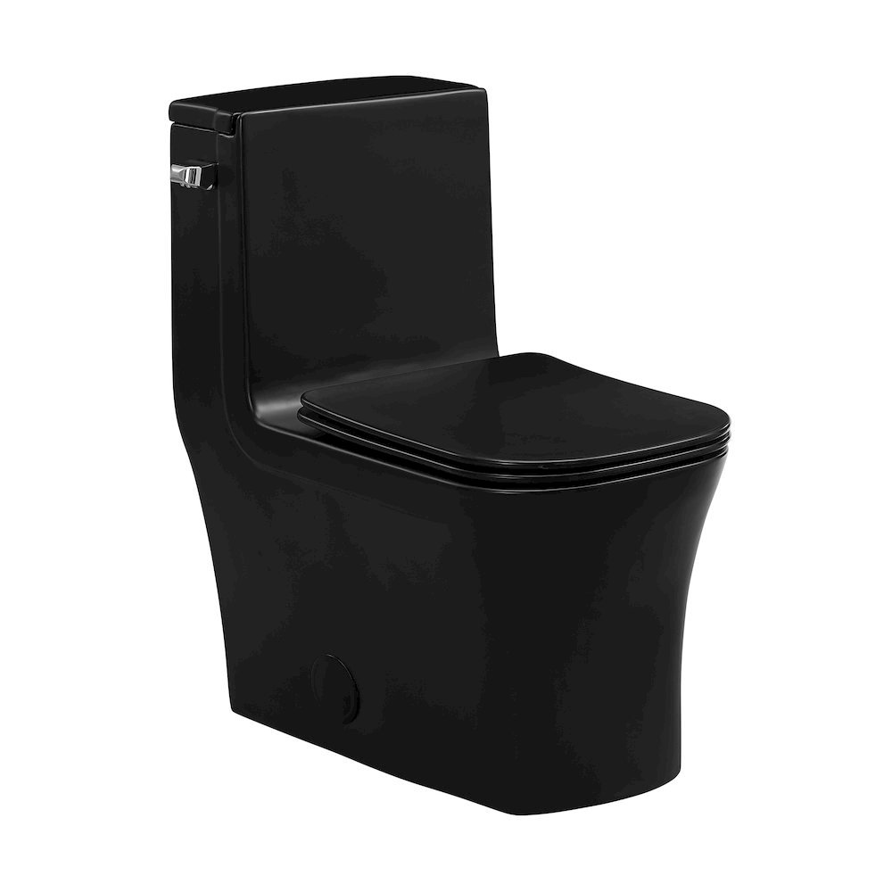 Swiss Madison SM-5-1T107MB One-Piece 12 Rough-in 1.28 GPF Left-Hand Flush Square Toilet in Matte Black