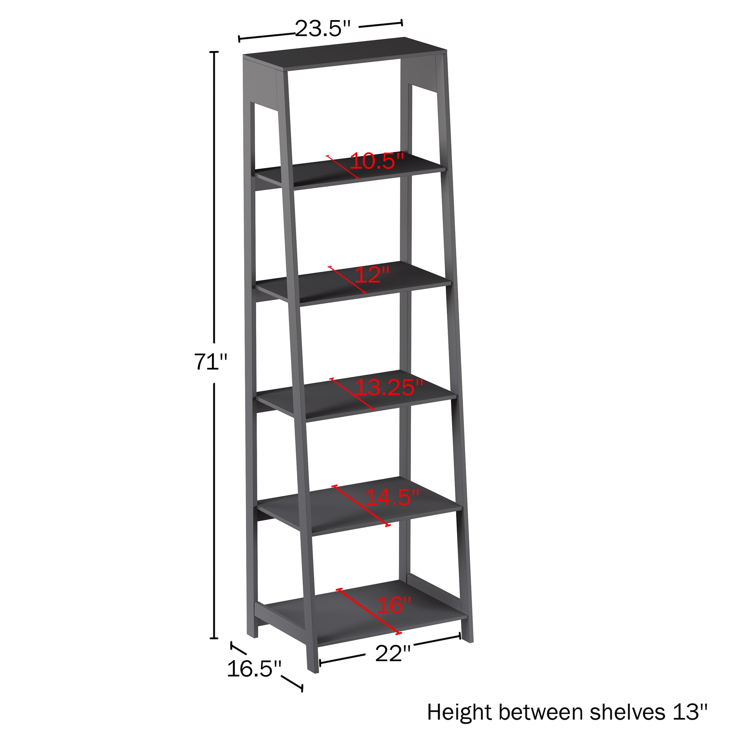 Lavish Home 80-SHF-4-GRY bookcases - View #6