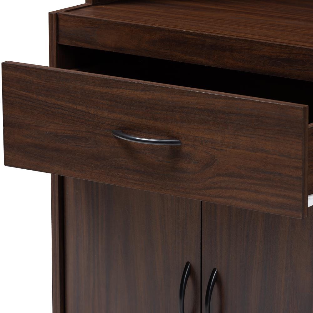 Baxton Studio Laurana Contemporary/Modern Walnut Kitchen Hutch 147-8318 ...