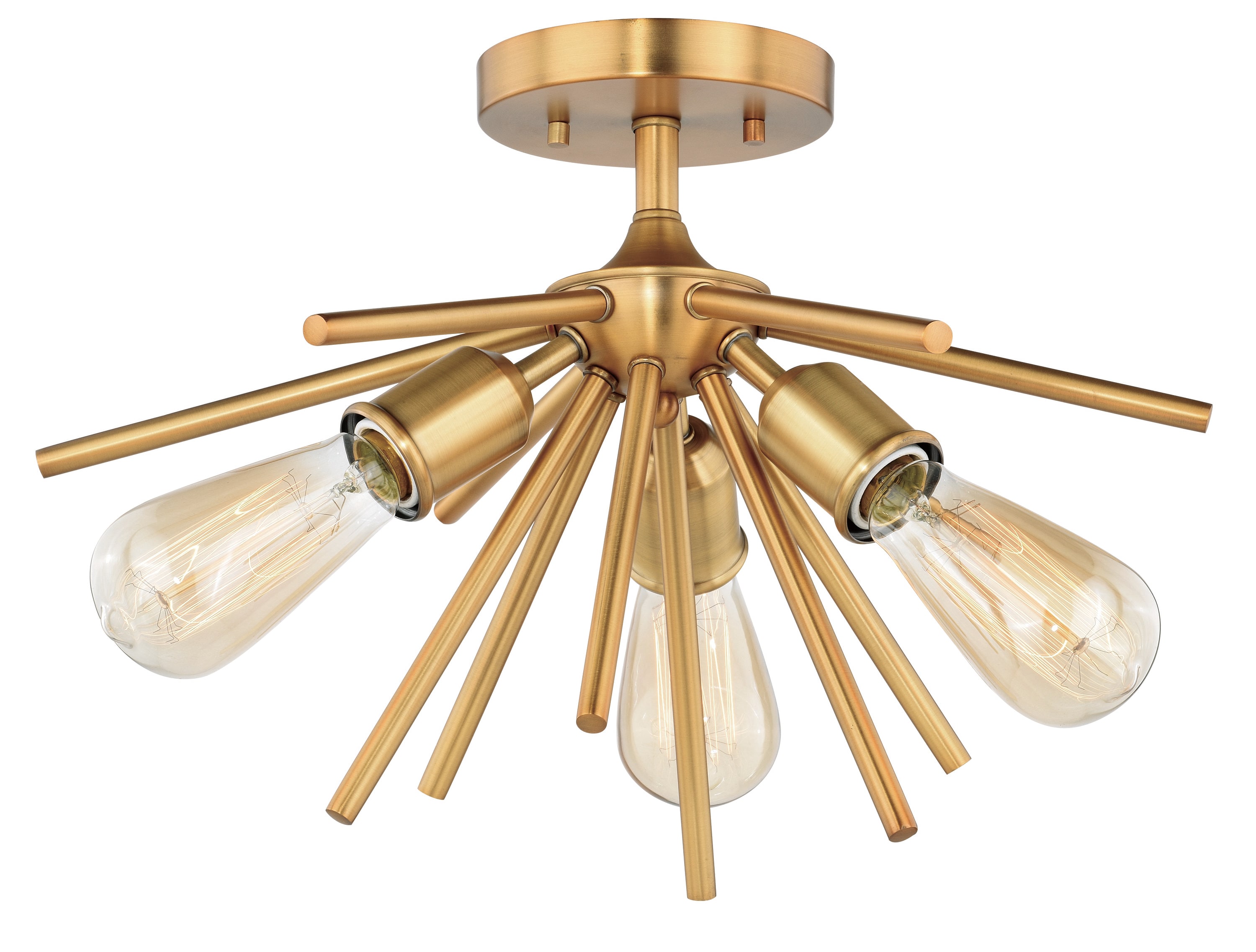 Cascadia C0164 Estelle 3 -Light 17-in Satin Brass Semi Flush Mount Light