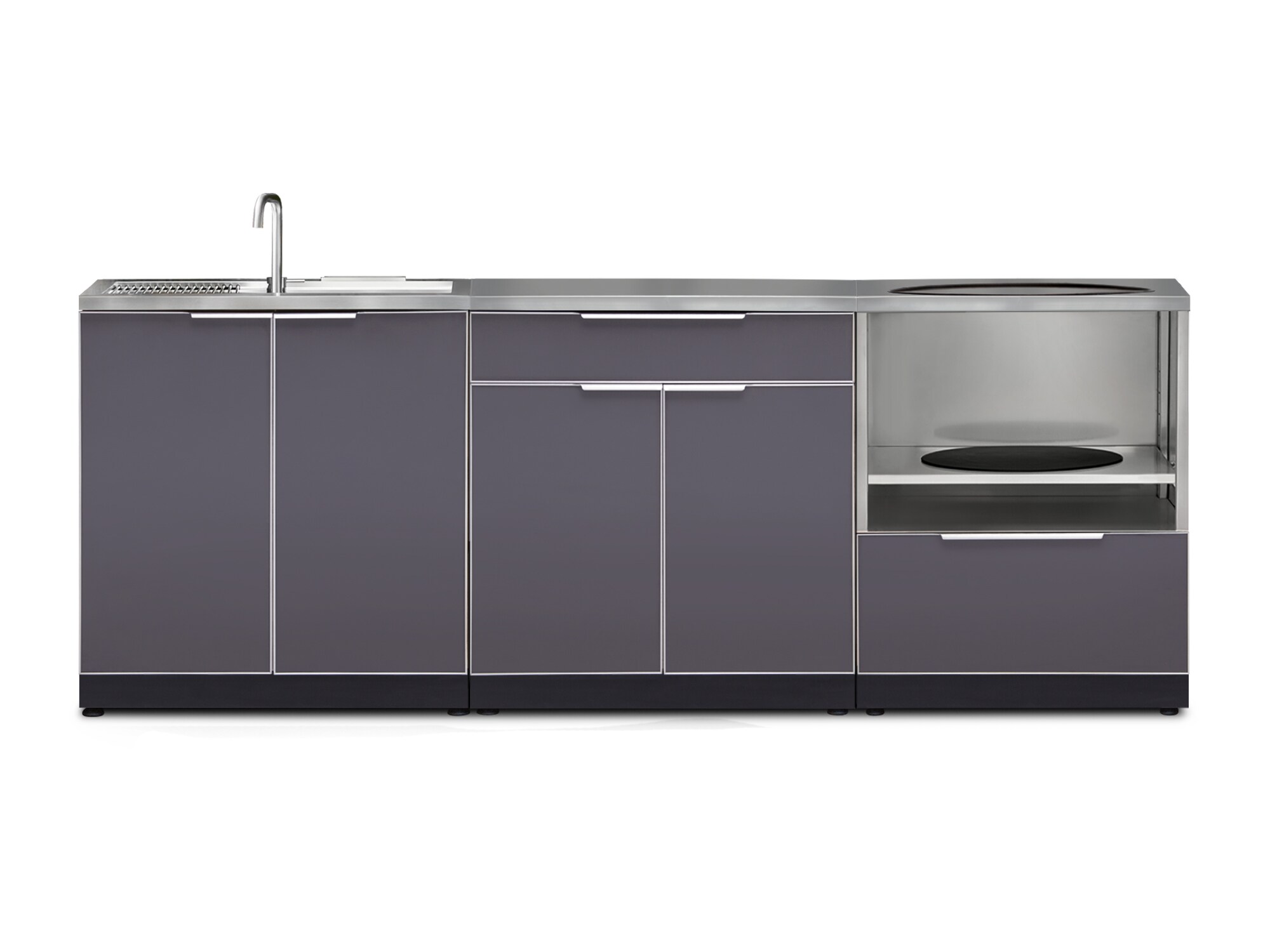 NewAge Products 66222 Aluminum 4 -Piece 92.0-in W x 24-in D x 35.5-in H Modular Outdoor Kitchen Cabinet