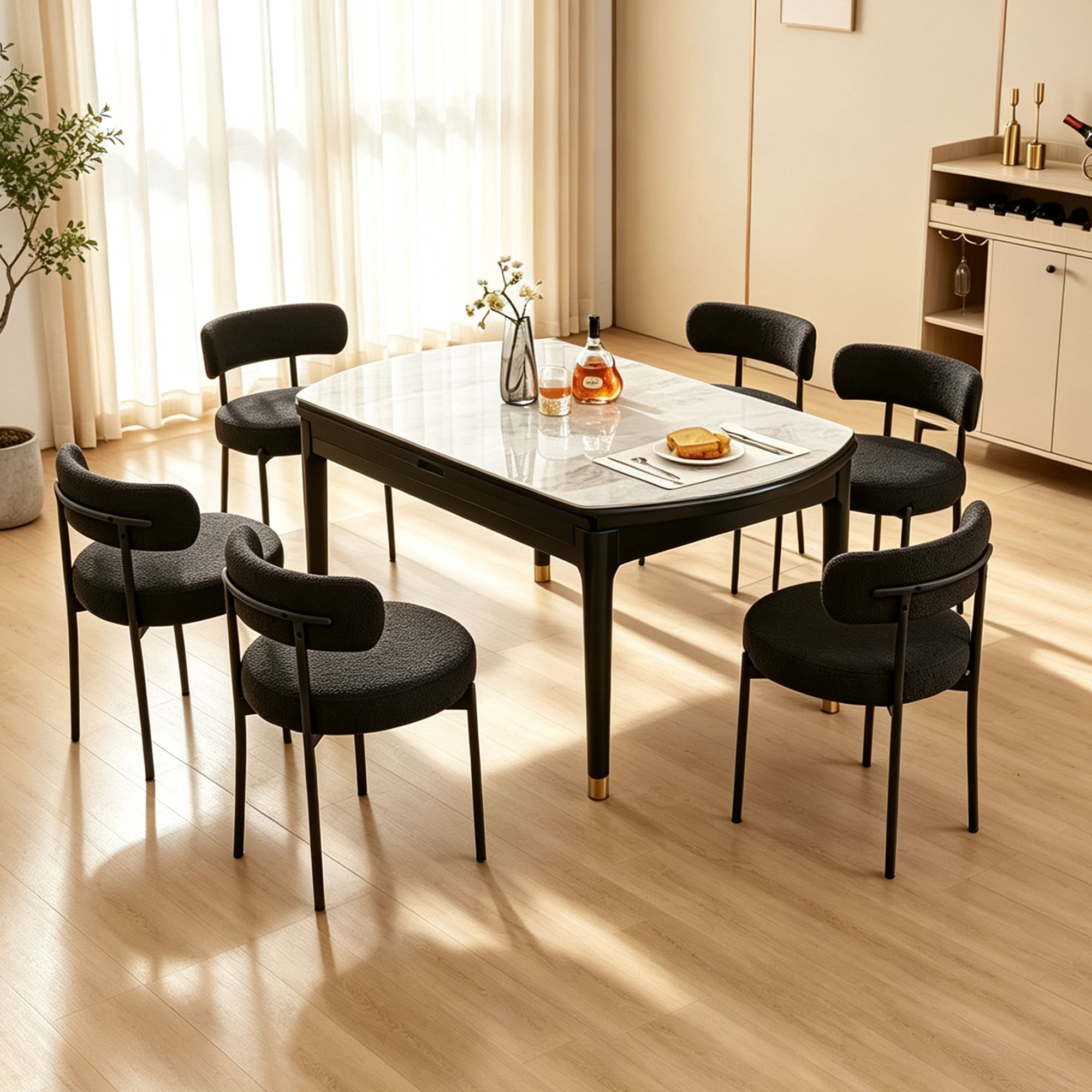 DYHOME - Kitchen Chairs Modern Dining Chairs Set of 6 Kitchen Dining Room Chairs Boucle Upholste...