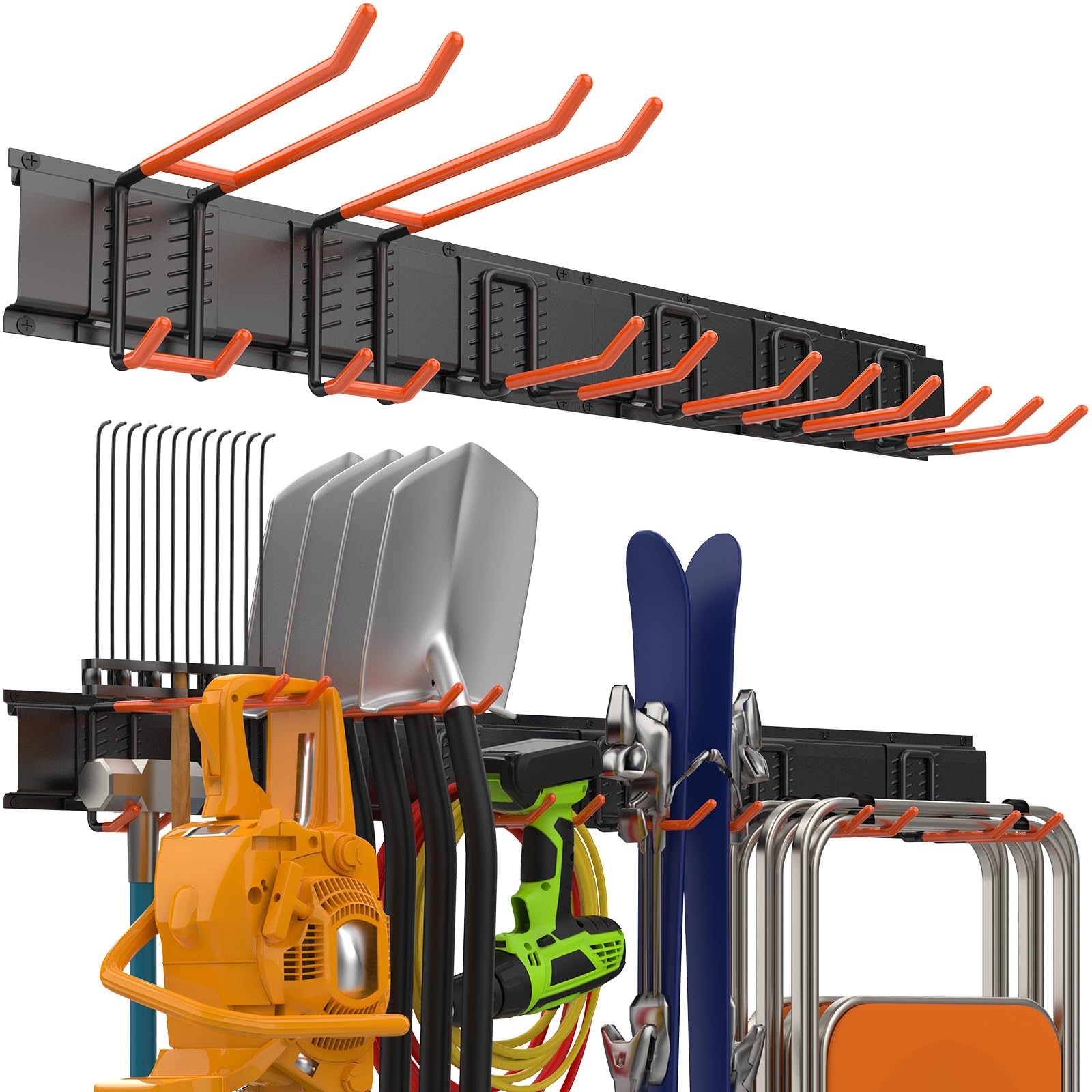 UUDULY  Garage Storage Hooks Wall Mount Adjustable Heavy Duty Metal Organizer 48 Inches for Garden Tools Rakes Brooms and Yard Equipment