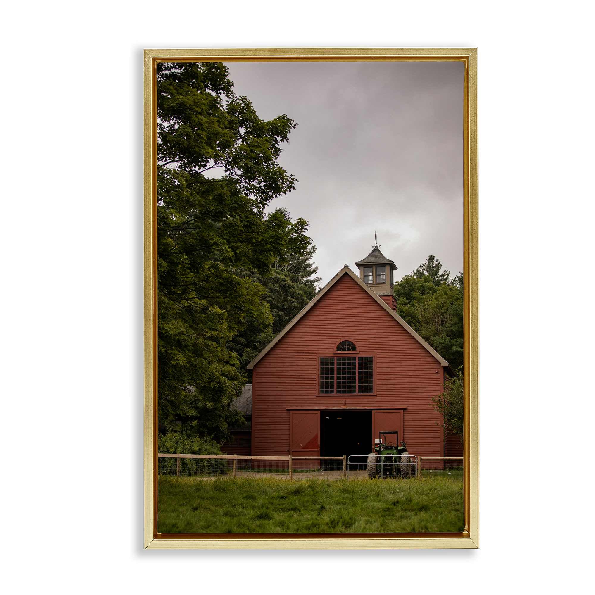 Stupell Industries BS-616-FFG-20X30 Traditional Tractor and Farmhouse Gold Framed Floater Canvas Wall Art By Aaron Matheson 21 x 31