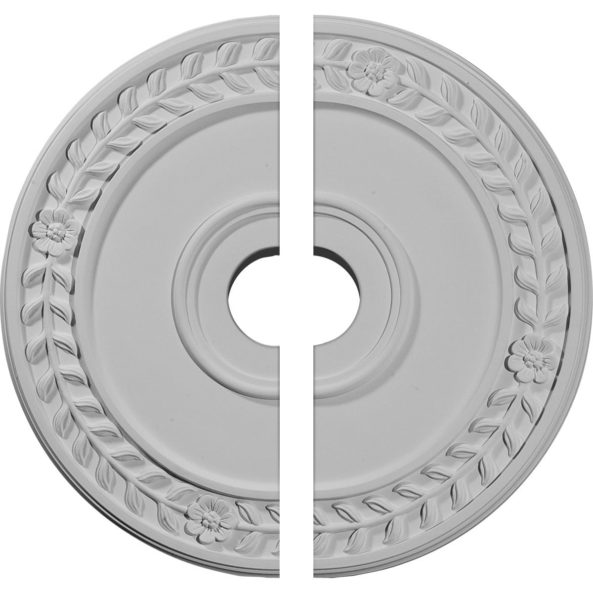 Ekena Millwork CM21WR2 Wreath 21.125-Inches W x 21.125-Inches L Architectural Primed Polyurethane Split Ceiling Medallion