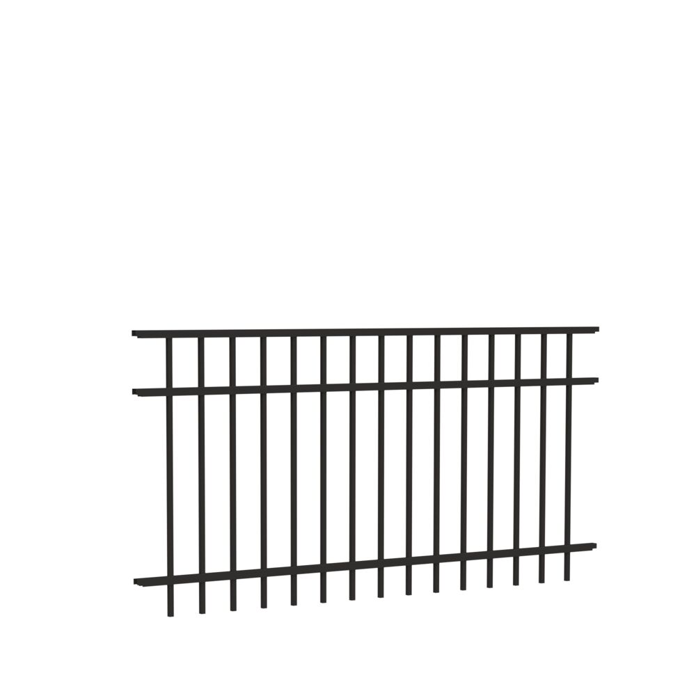 Freedom New Haven 3-ft H x 6-ft W Black Aluminum Spaced Picket Flat-top ...