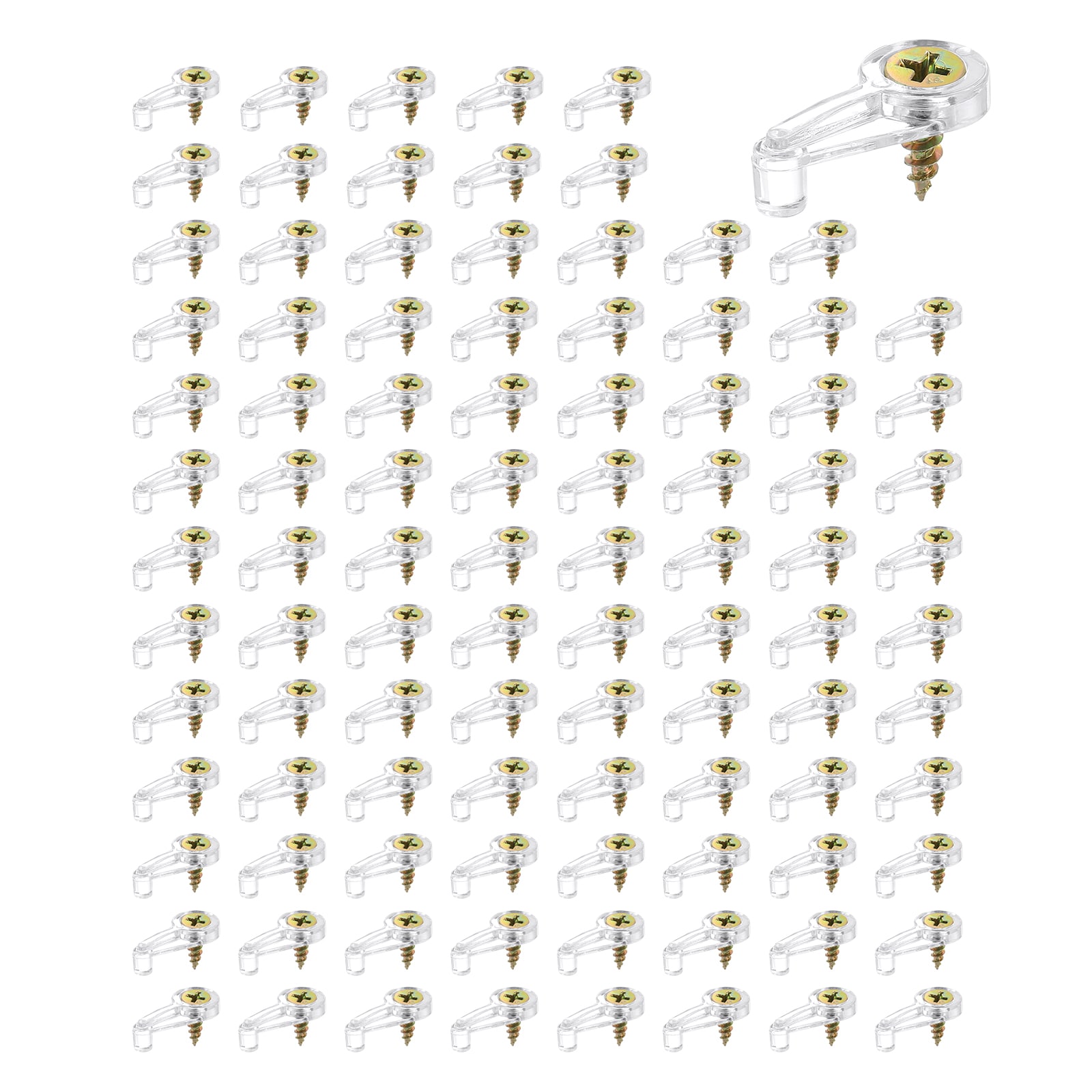 Unique Bargains 98 Sets Glass Door Retainer Clips 3.5mm Cabinet Door Glass Retainer Clips Kit Glass Door Retainer Kit for Fixing Glass Cabinet Doors (Transparent Clip with Gold Screws)