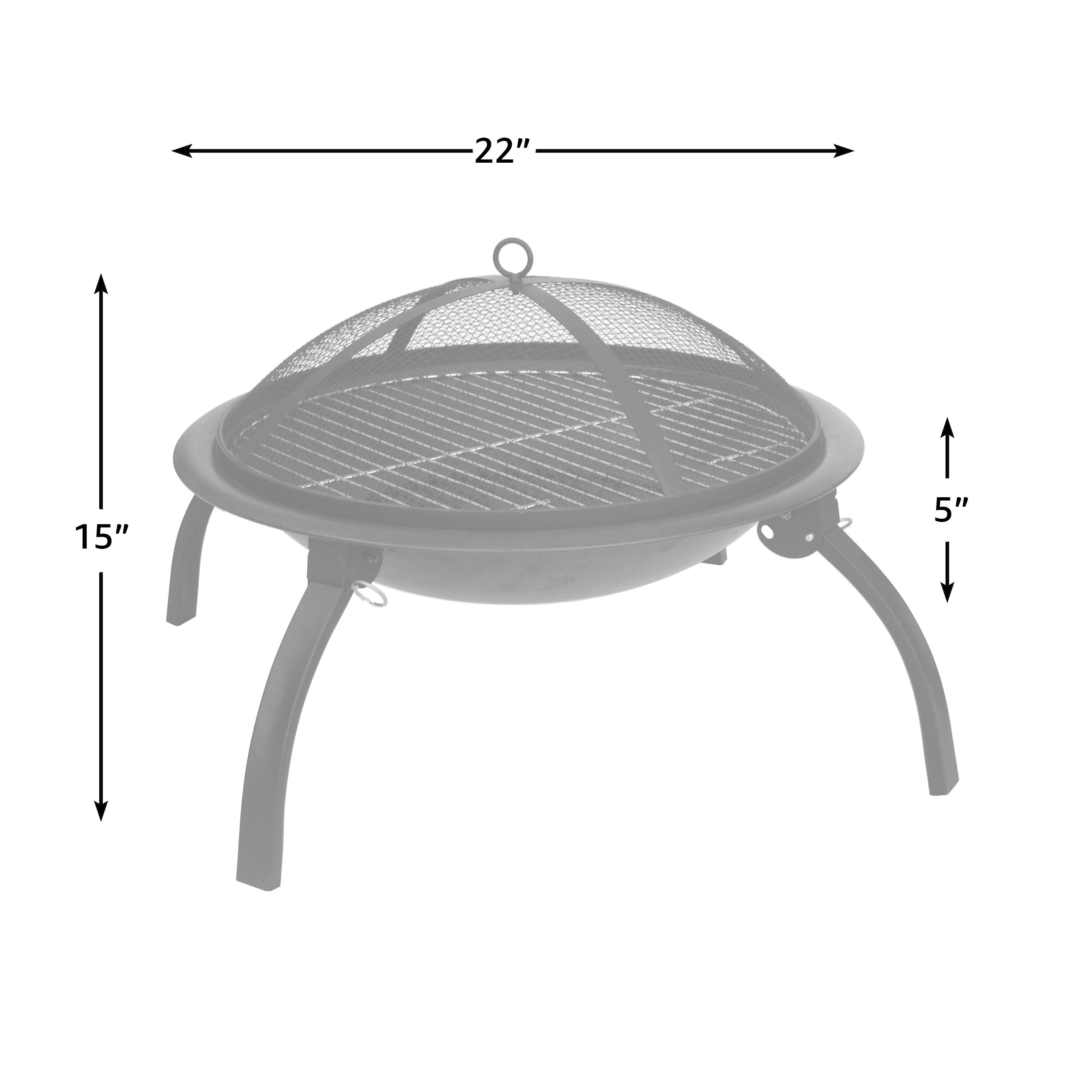 Portable Black Steel Folding Fire Pit with Mesh Screen