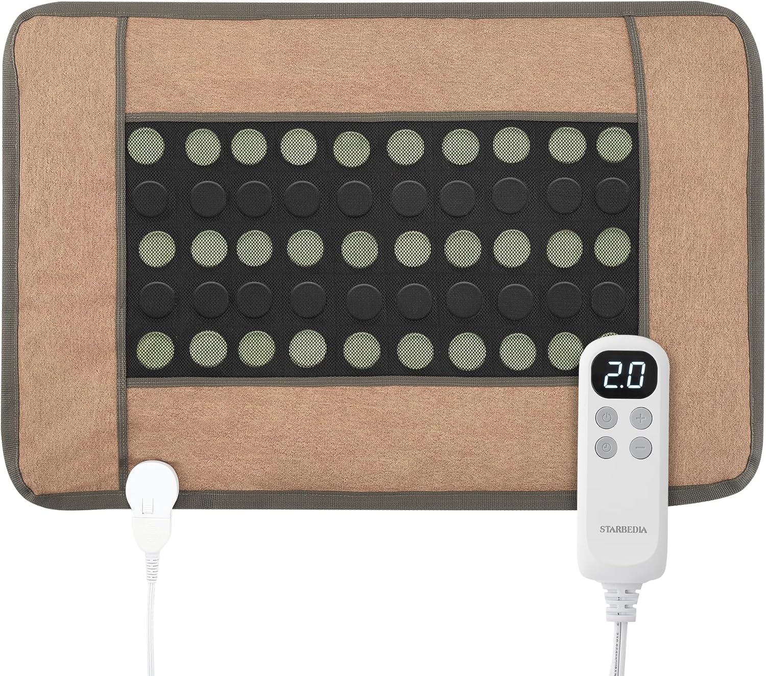 Qeetex LHF-DRT-Q591654 Far Infrared Heating Pads for Back Pain Relief Natural Jade and Tourmaline Heating Pad Electric Therapy Pads for Neck Shoulders and Period Cramps Auto Shut Off (Brown 32X21)