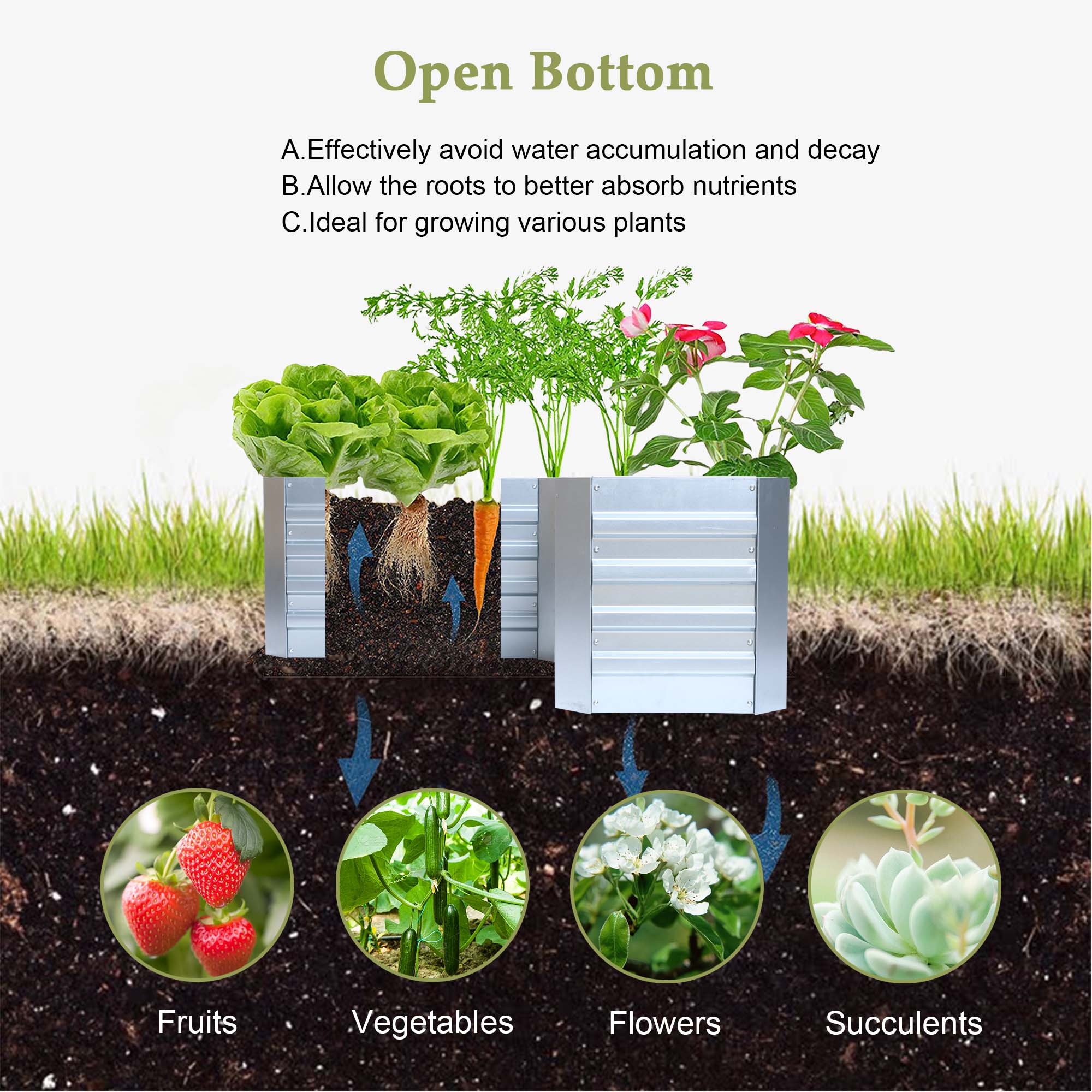 L-Shaped Galvanized Steel Raised Garden Bed - 47.8" x 20.5"