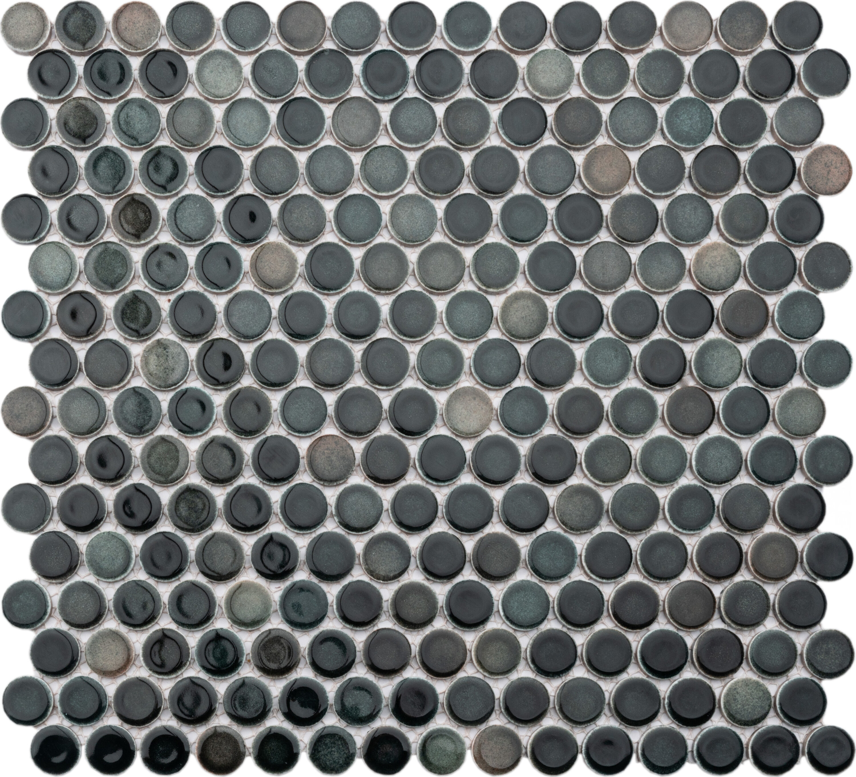 Affinity Tile FKOMPRSN Hudson Stormy Night 12-in x 12-5/8-in Glossy Porcelain Stone Look Penny Mosaic Floor and Wall Tile (10.5-sq. ft/ Carton)