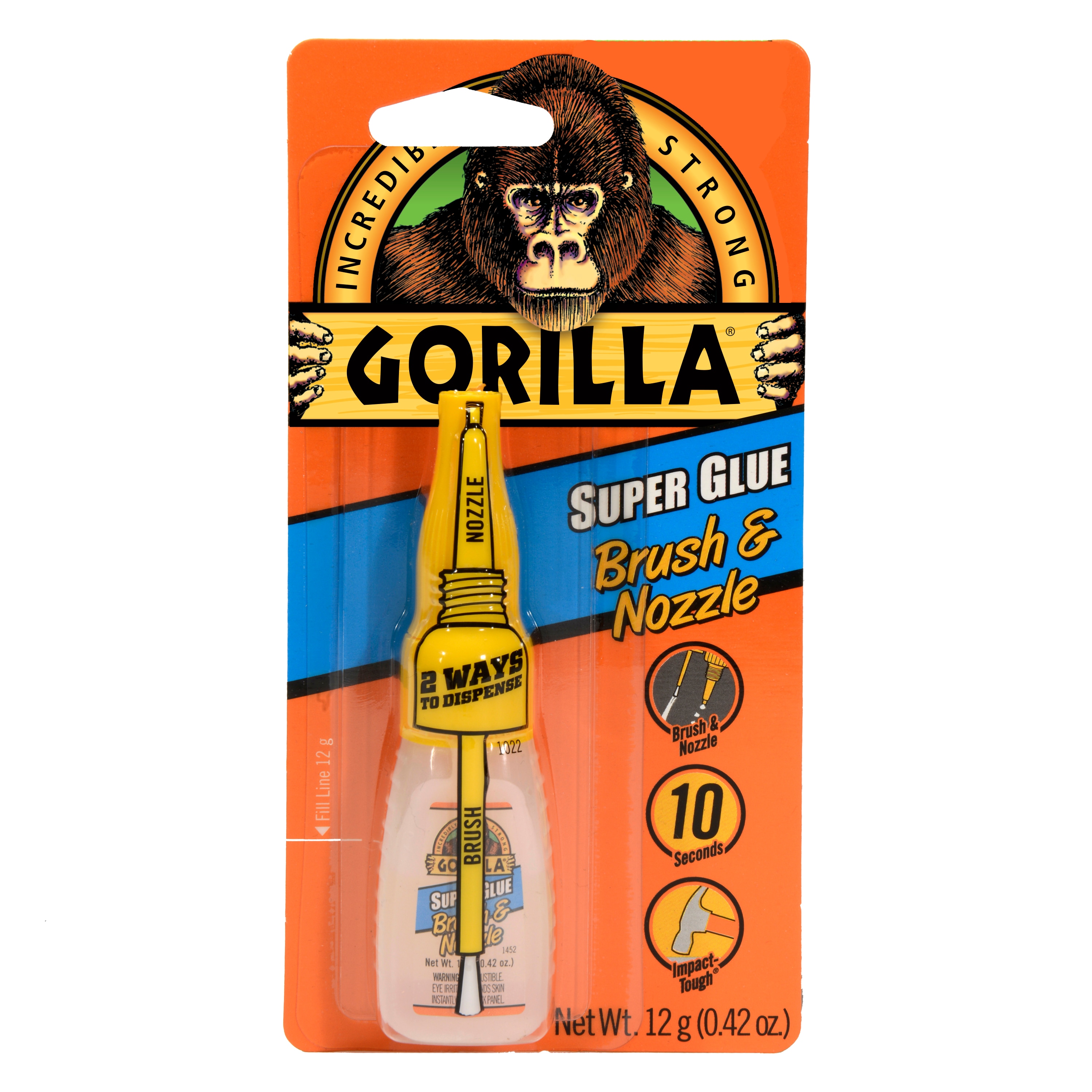Gorilla Rubber Cement with Brush Applicator, 4 Fl oz, Clear, (Pack of 2) 