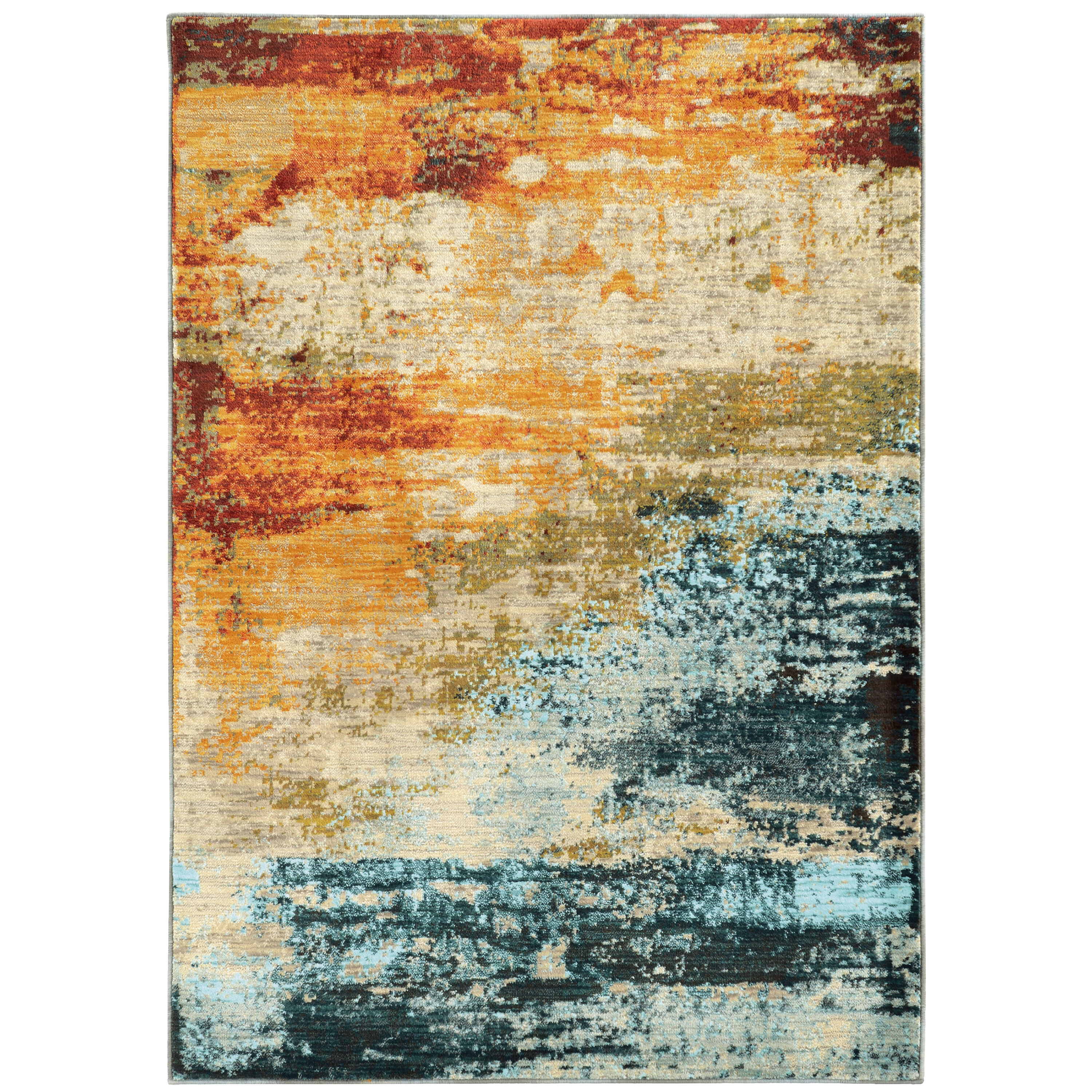 Sedona Midnight Teal & Saffron Oriental Area Rug, 7'10" x 10'10"