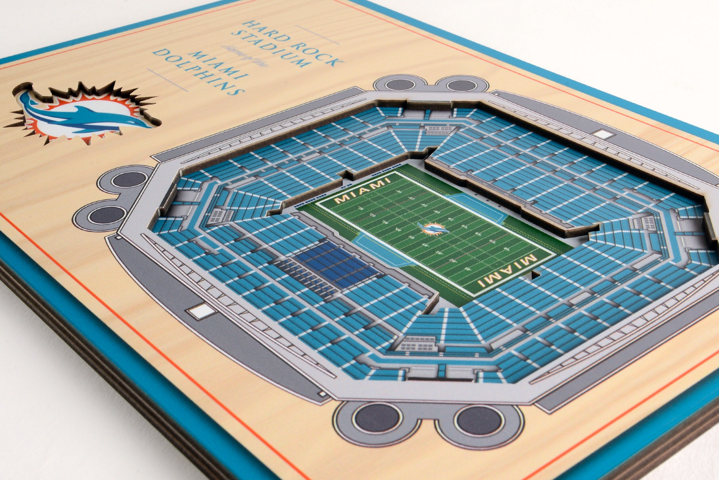 StadiumViews Miami Dolphins 3D Desktop Display Youthefan 8-in H x 12-in W  Sports 3D Art at