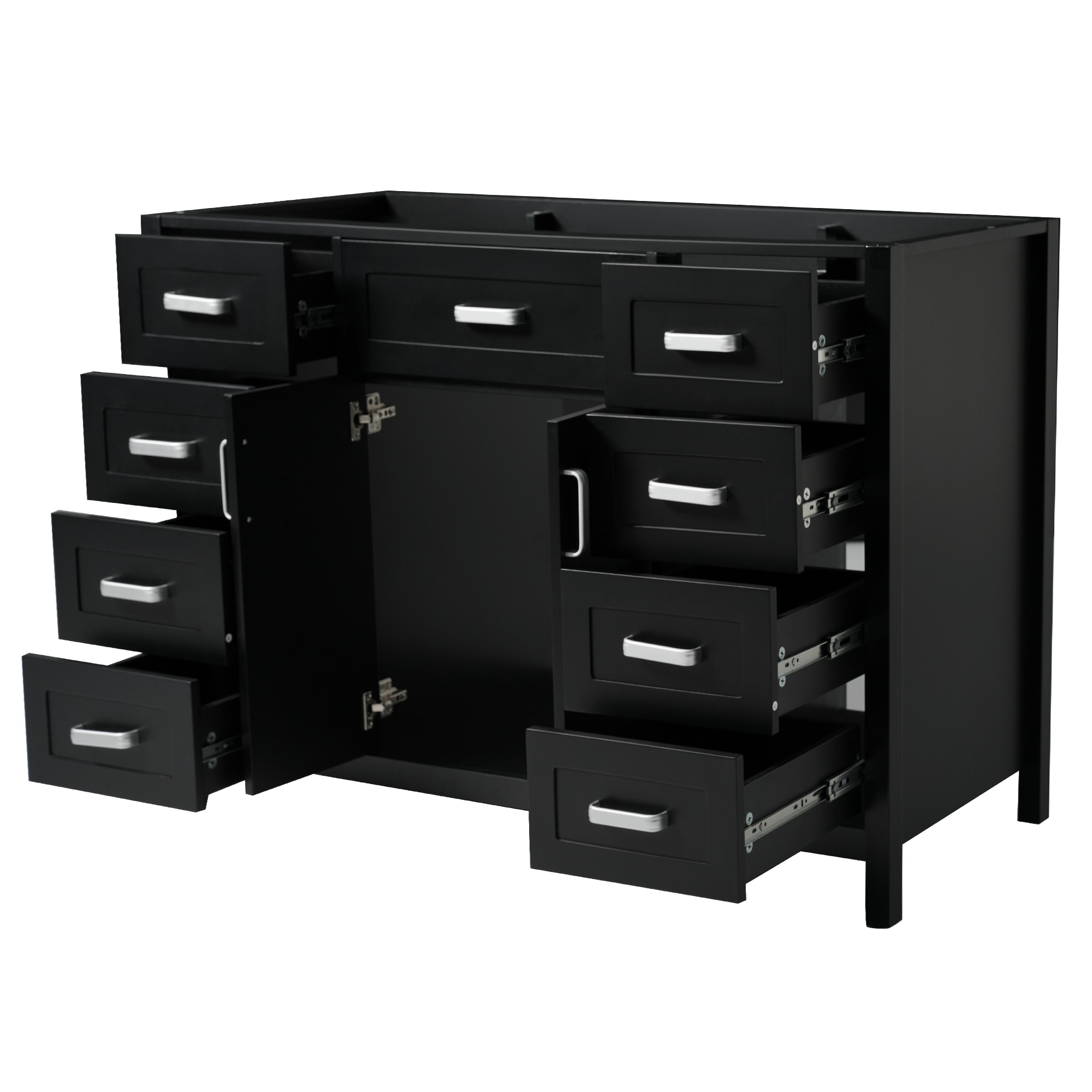 LOVMOR - 47in Bathroom Vanity without Sink Cabinet Only 2 Doors and 8 Drawers Soft Close System C...