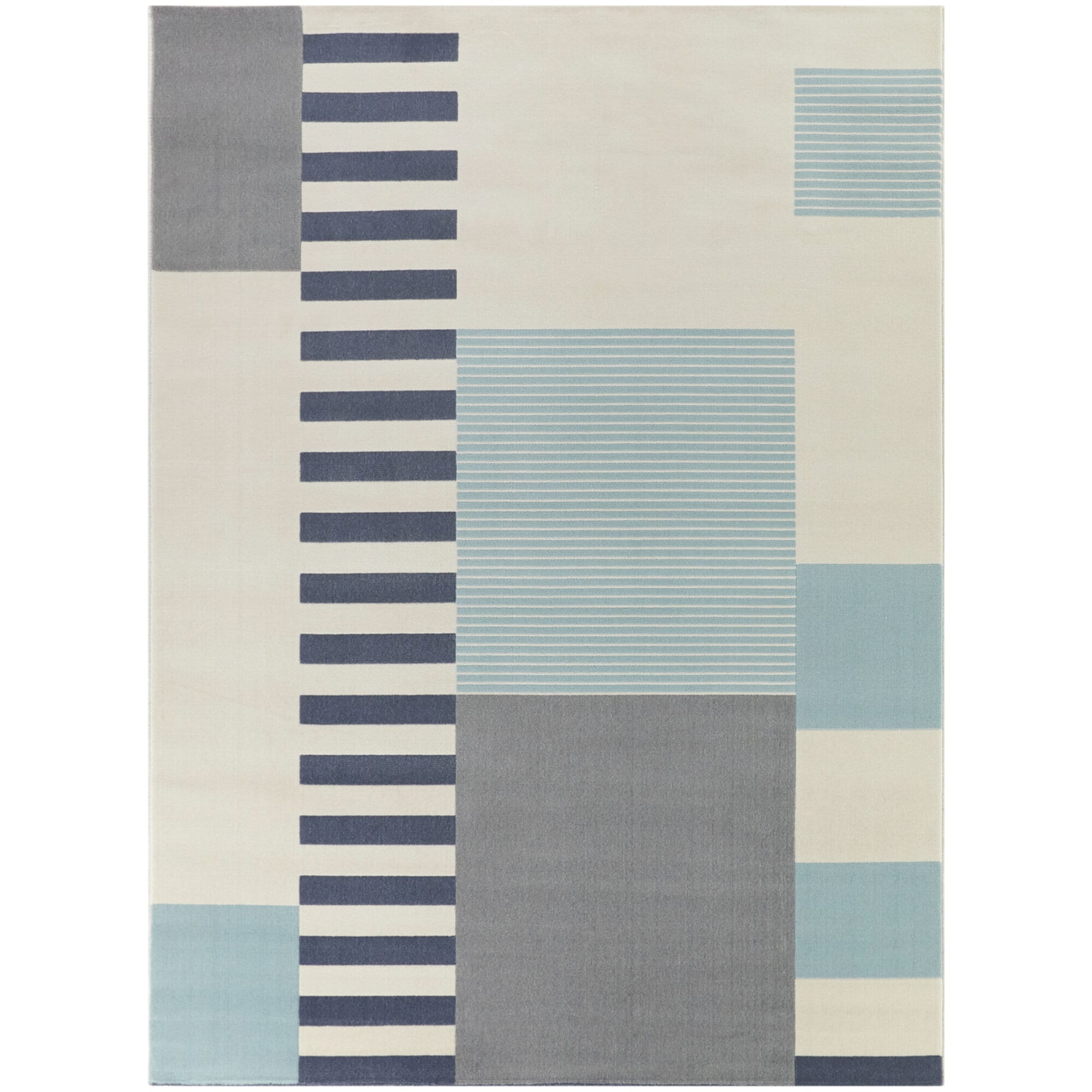 Balta 3100187 4 x 6 (ft) Loomed Polypropylene Blue Rectangular Indoor Geometric Mid-Century Modern Area rug