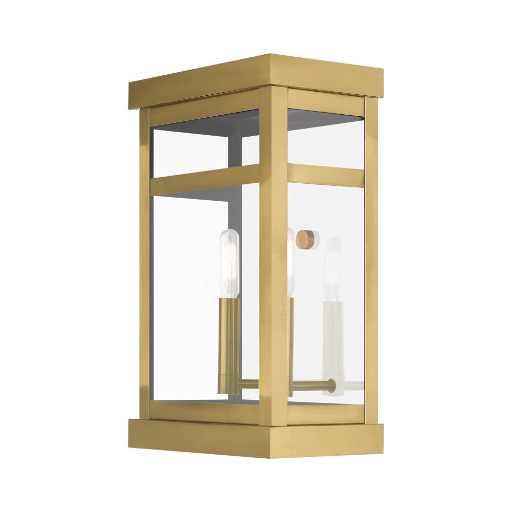 Antique Brass Gold Lantern Sconce with Clear Glass