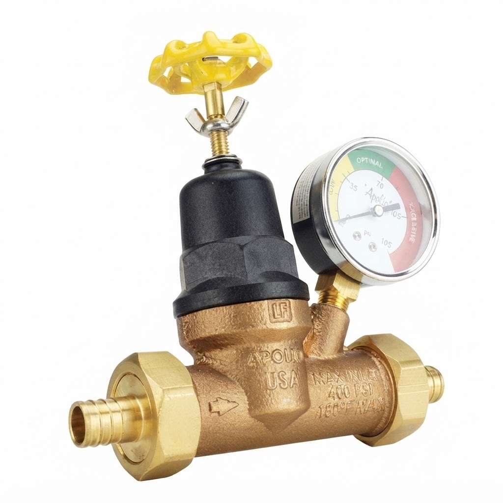 Gel-Gloss - Apollo 3/4 in. Double Union Double Union PEX Bronze Water Pressure Regulator with Gauge