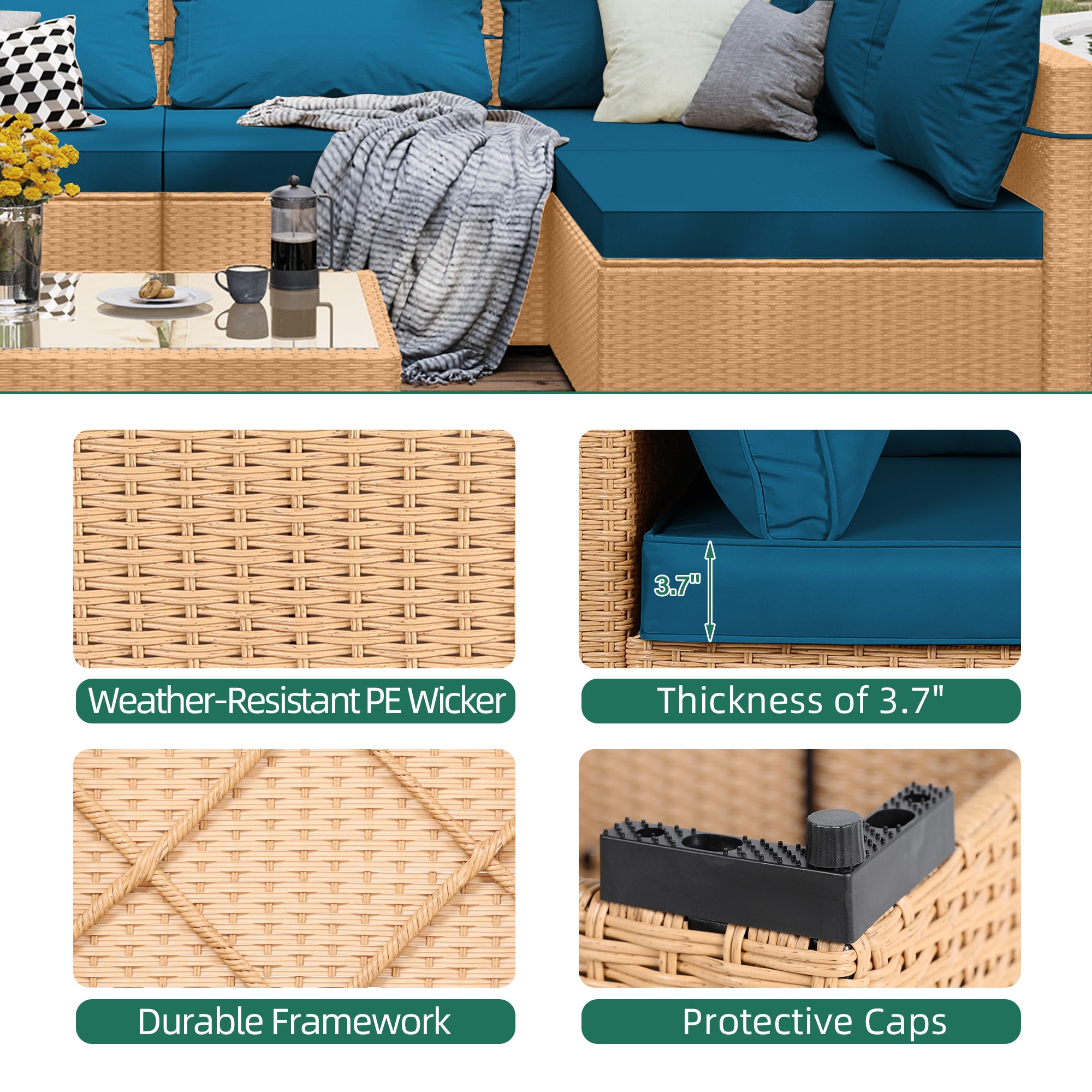 UPHA TBBE-AB28SMB-DLBLUE Patio-Conversation-Sets - View #2