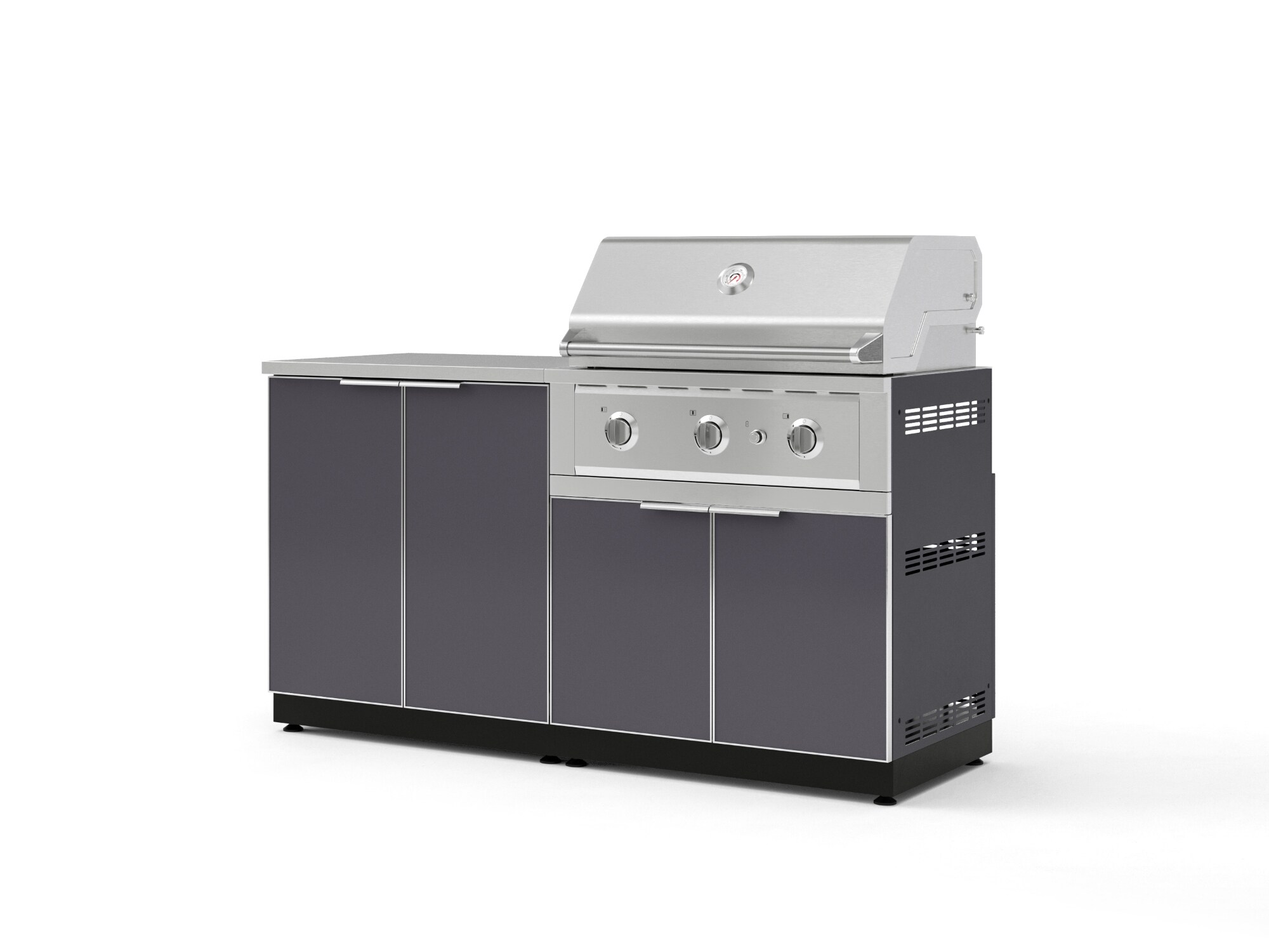 NewAge Products Classic Series 65-in W Modular Outdoor Kitchen Cabinet set with grill with 3 -Burners Gas Grill, Slate Gray Powder-coated aluminum Tempered glass panel Door Sansujyuku sansujyuku.com