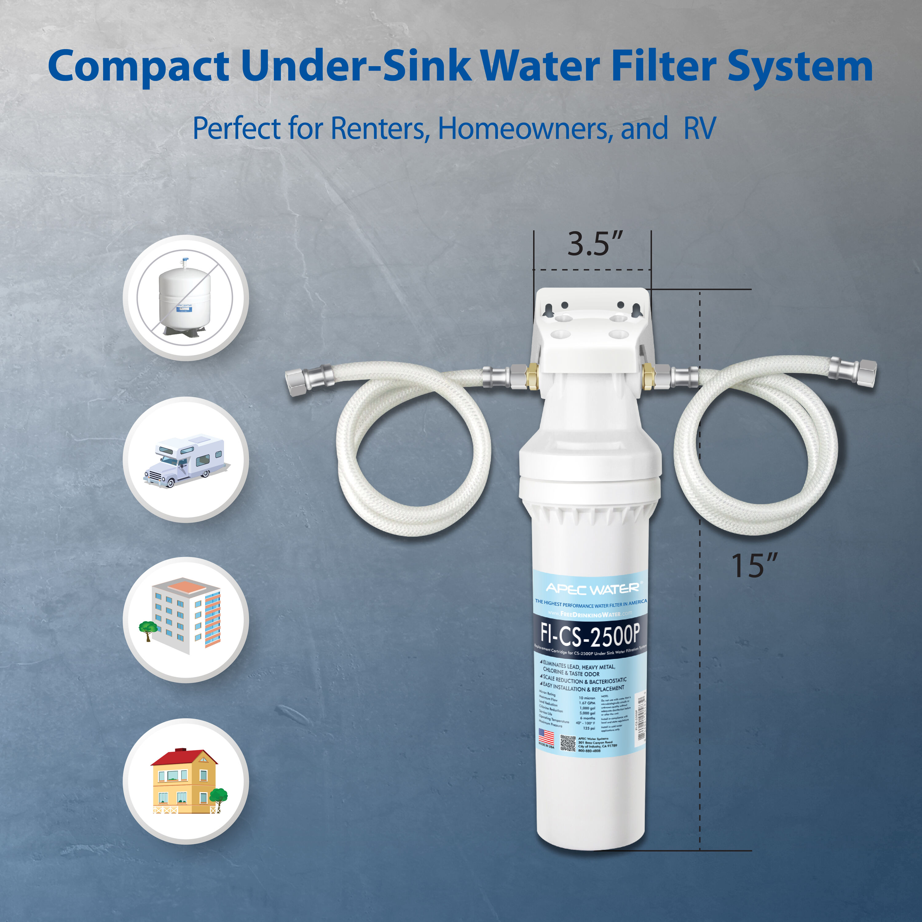2 GPM RV Water Filter System with Carbon Block Scale Inhibitor
