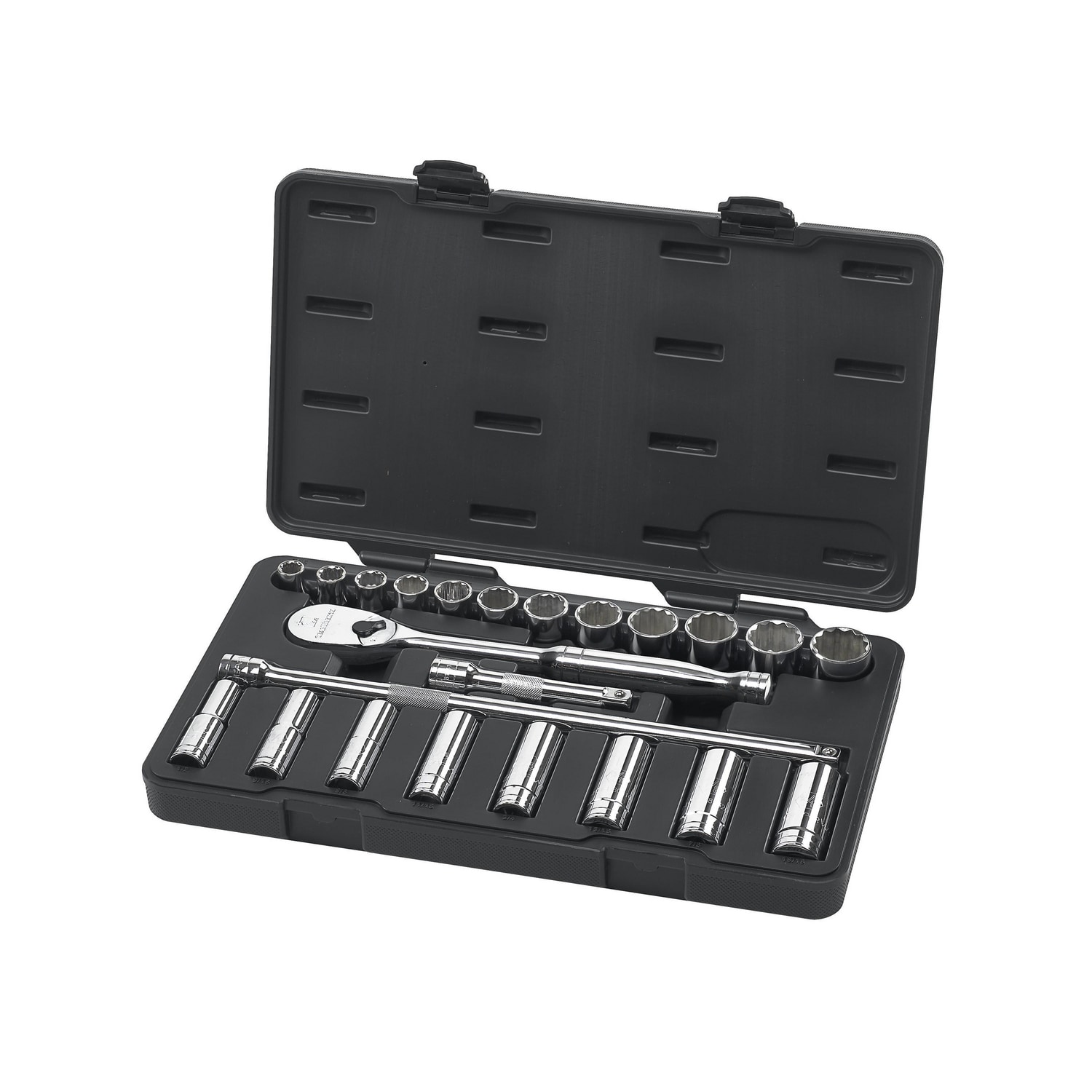 GEARWRENCH 80707 1/2-in Drive Standard (SAE) Shallow/Deep Socket Set 23 -Pieces