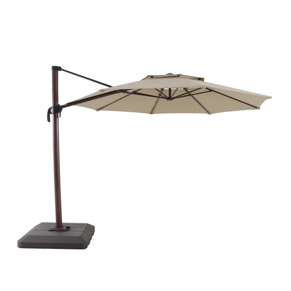 Royal Garden 11-ft Tan No-tilt Offset Patio Umbrella with Base in the ...